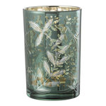 Paris Prix Photophore Déco en Verre  Feuilles  18cm Vert