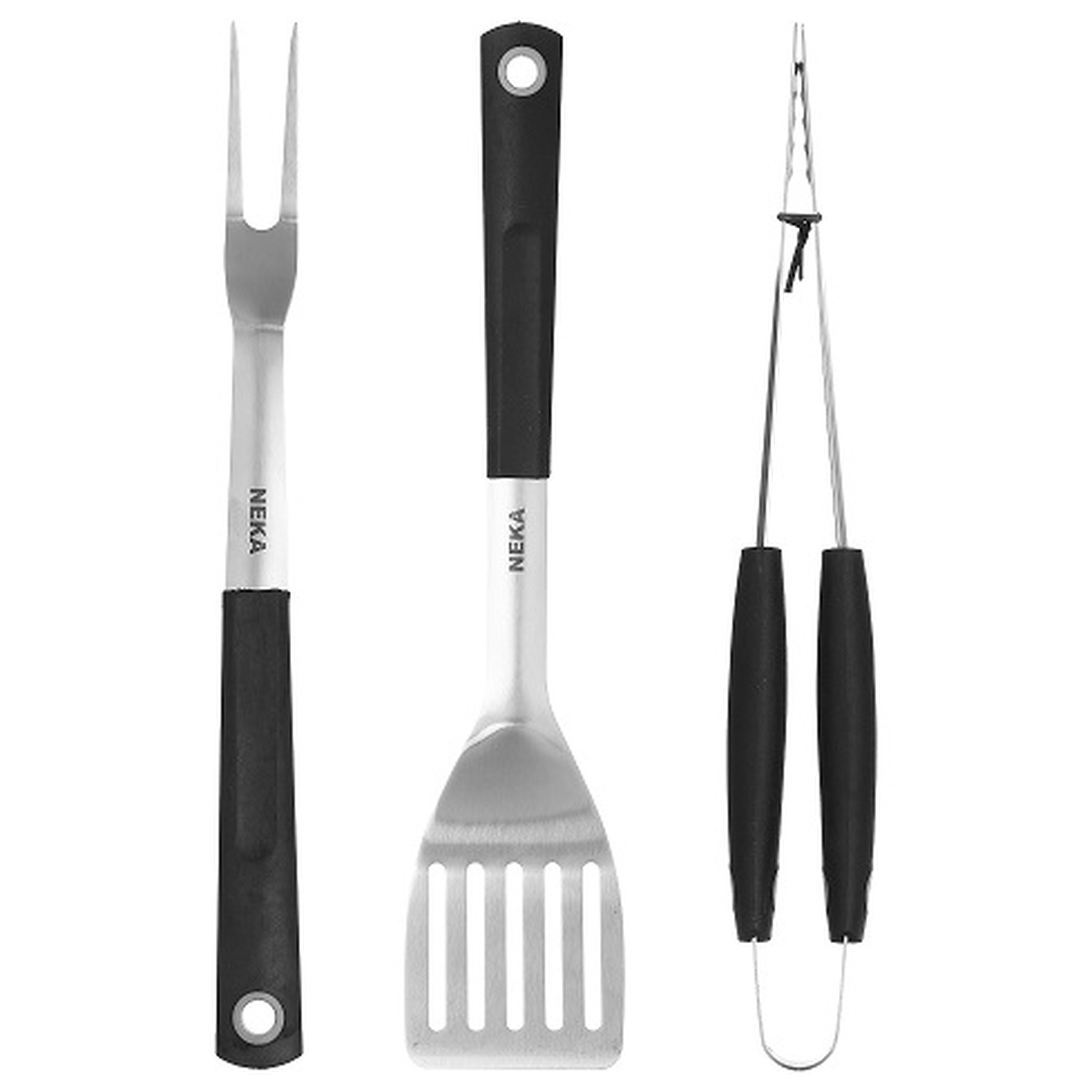 Ustensiles BBQ x 3 manche acier inoxydable
