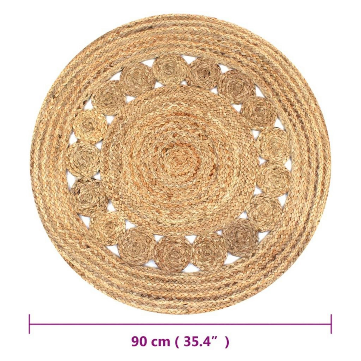 VIDAXL Tapis Jute design tresse 90 cm rond