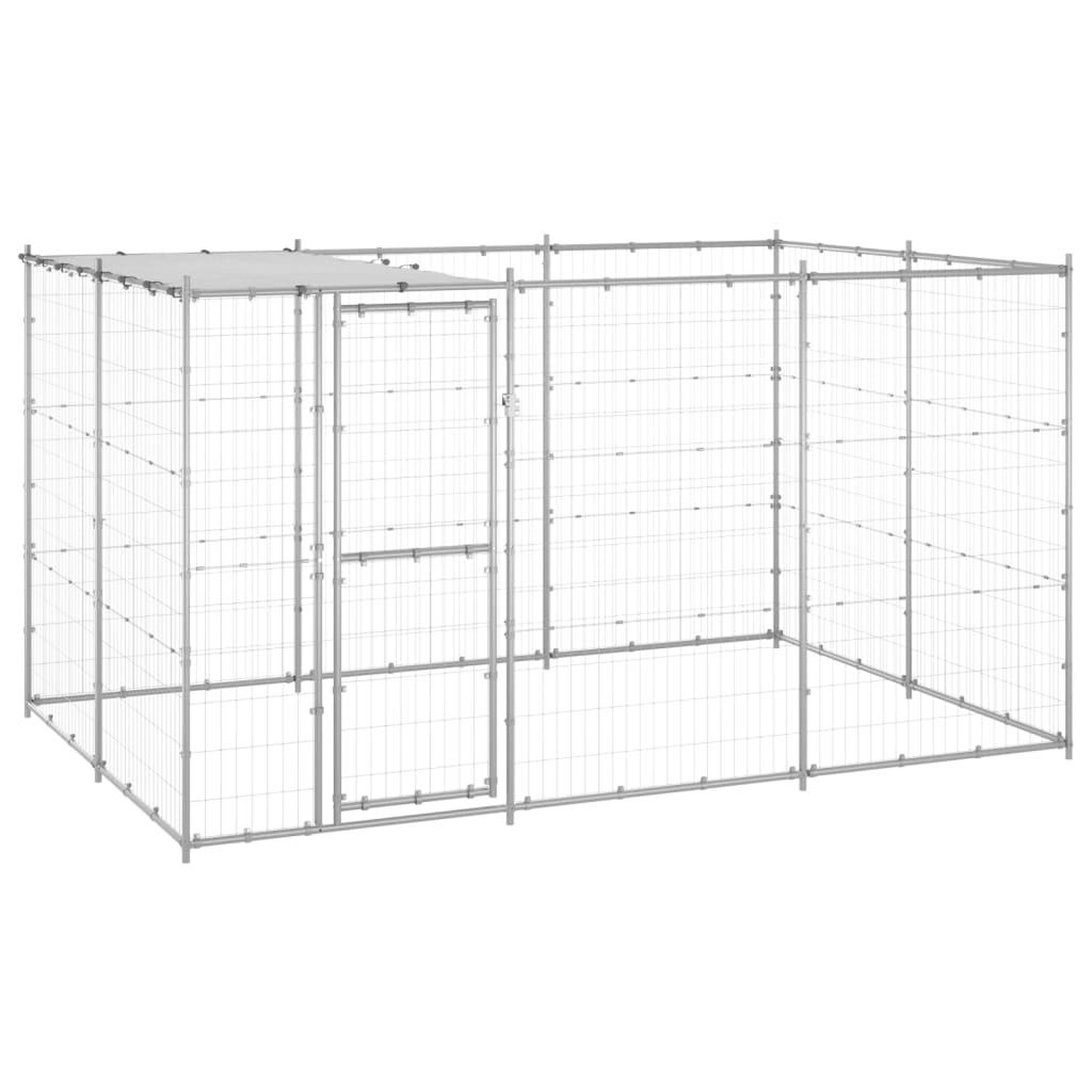 Voir la diapositive 1 : VIDAXL Chenil exterieur Acier galvanise avec toit 7,26 m²