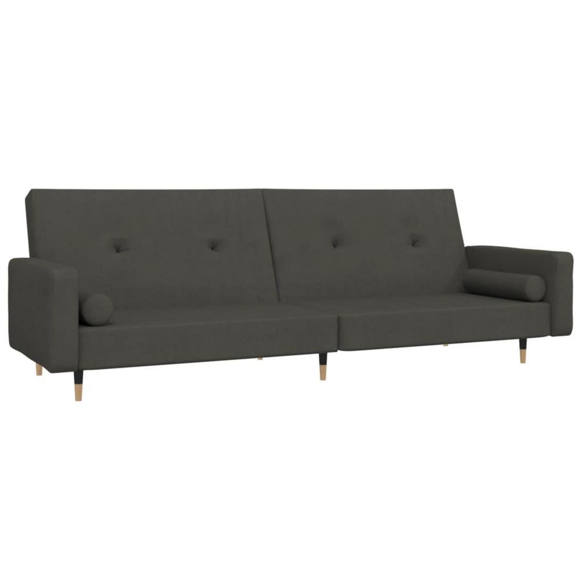 VIDAXL Canape-lit a 2 places avec deux oreillers Gris fonce Velours