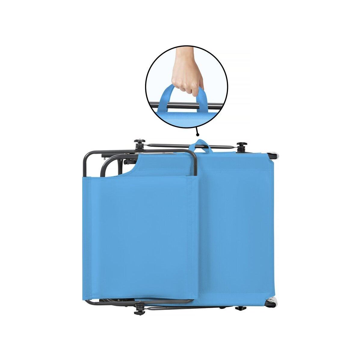 Habitat et Jardin Lot de 2 bains de soleil pliable  Lazy  - Avec pare soleil - Bleu