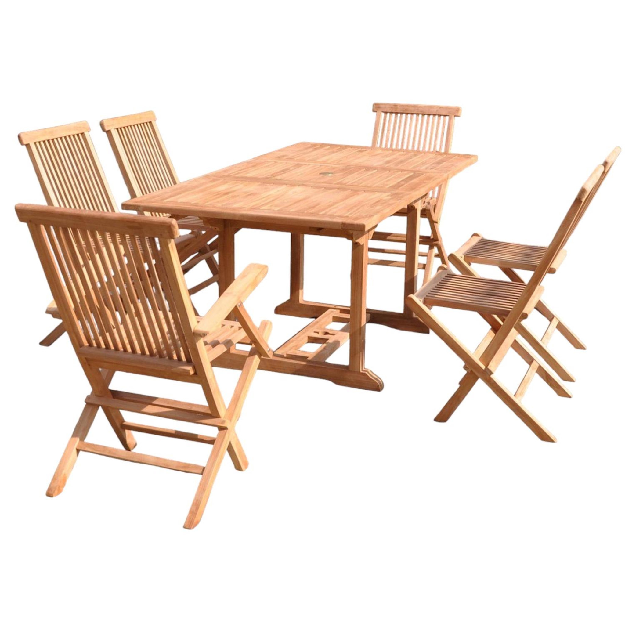 CONCEPT USINE Table de jardin rectangulaire 4 chaises 2 fauteuils en teck KAJANG