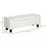 HOMCOM Banc coffre de rangement 2 en 1 revêtement synthétique capitonné 106L x 40l x 40H cm blanc