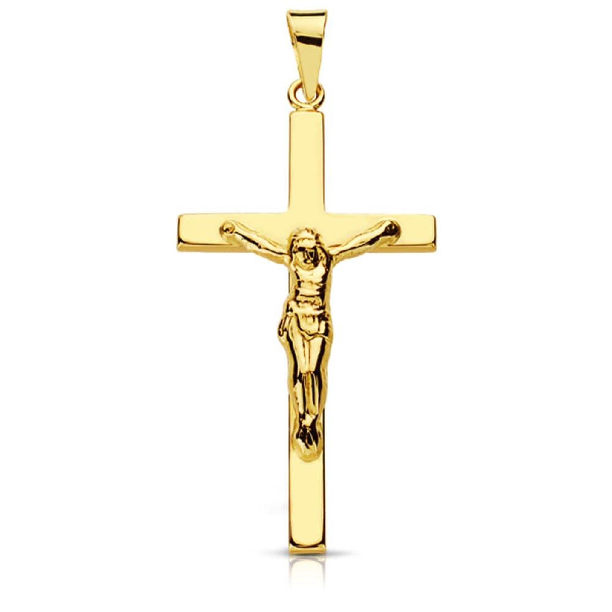 L'ATELIER D'AZUR Pendentif  - Médaille Christ sur la Croix Or 18 Carats 750 Jaune - Chaines Offertes