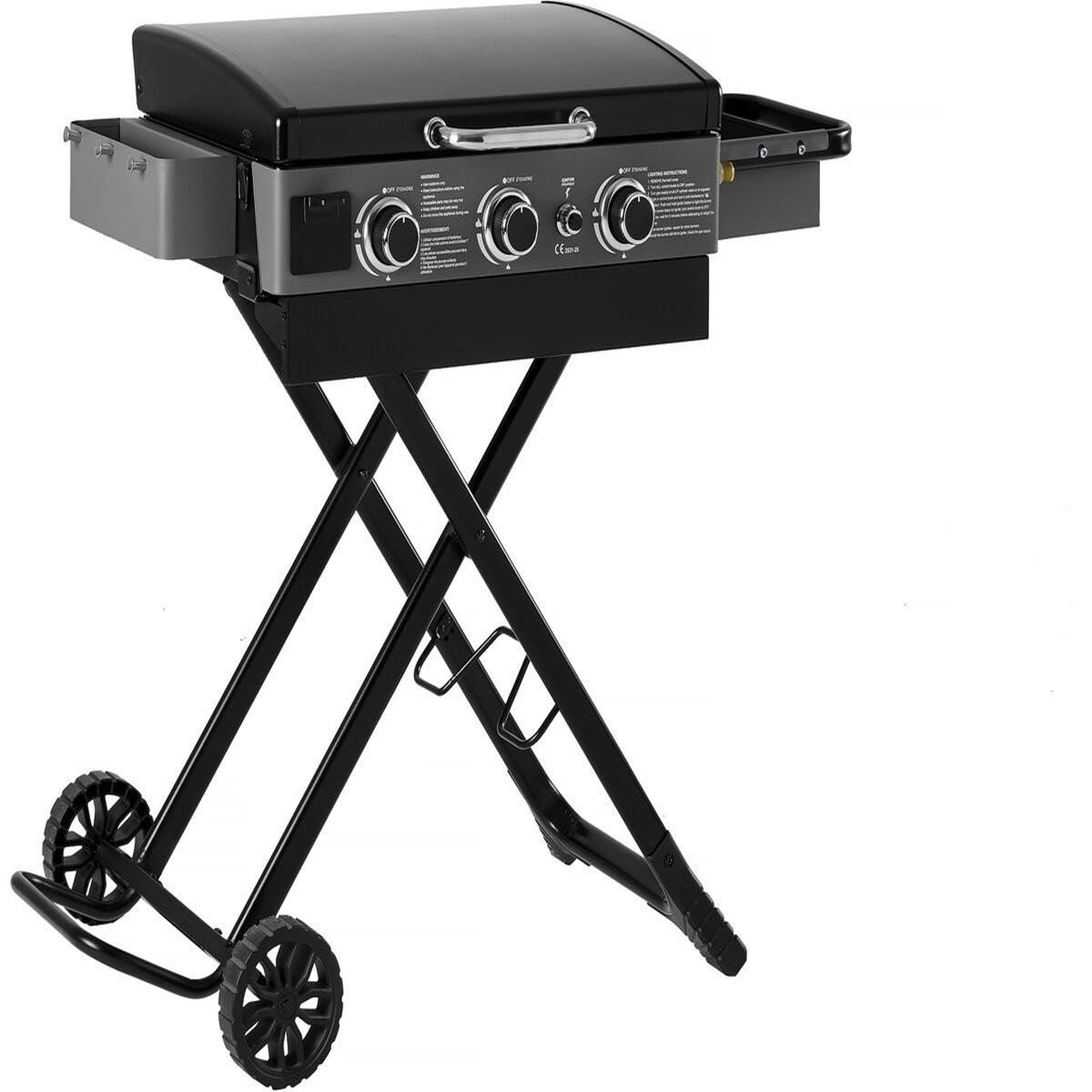 Habitat et Jardin Plancha à gaz avec chariot pliable et portable  firo  - 7,5 kw - noir