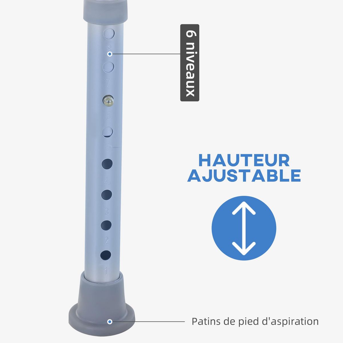 HOMCOM Chaise de douche siège de douche ergonomique hauteur assise réglable pieds antidérapants charge max. 136 Kg alu HDPE blanc