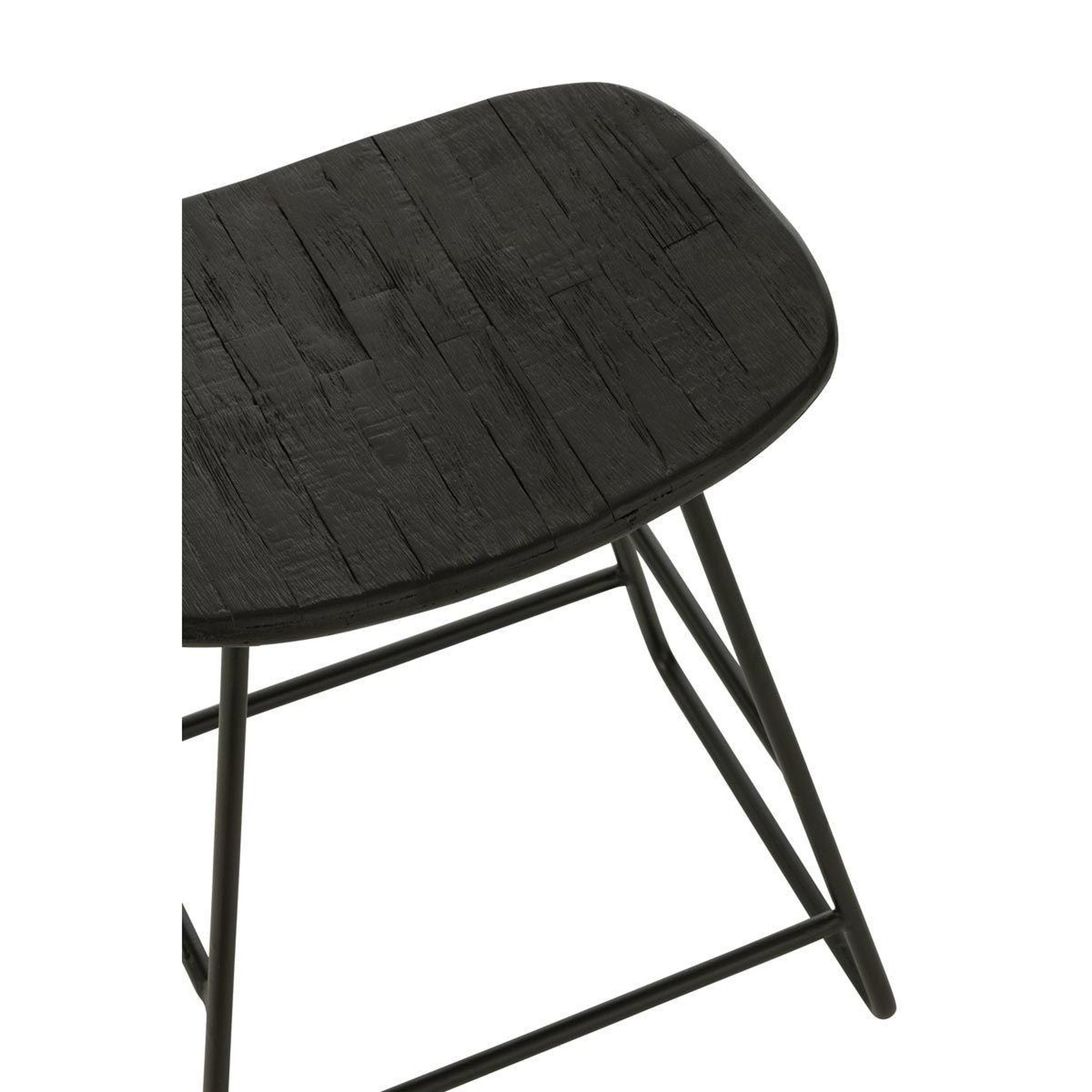Voir la diapositive 5 : J-LINE Tabouret en bois  teck  45cm noir