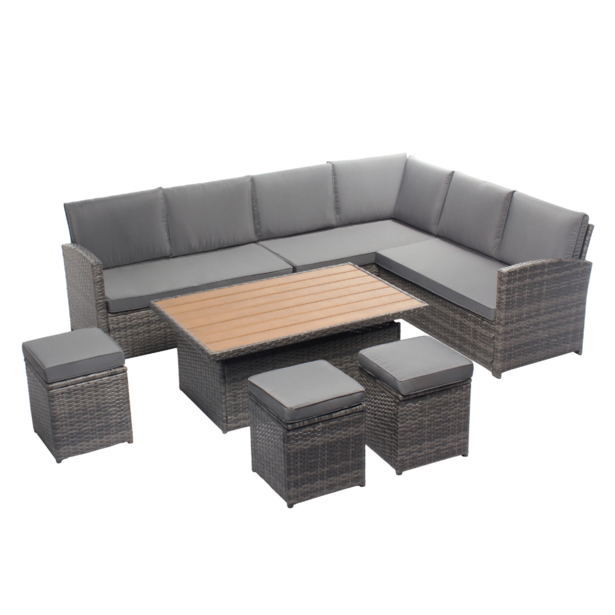 CONCEPT USINE Salon de jardin 9 places table relevable SAHARA