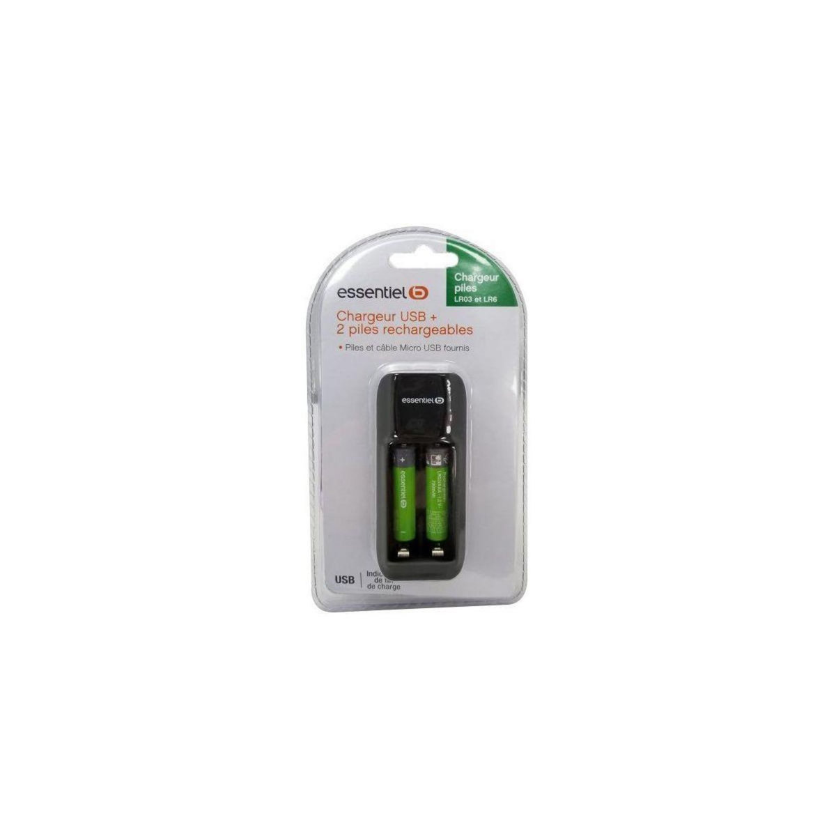 ESSENTIEL B Chargeur de piles + LR03 AAA x2 700Nimh