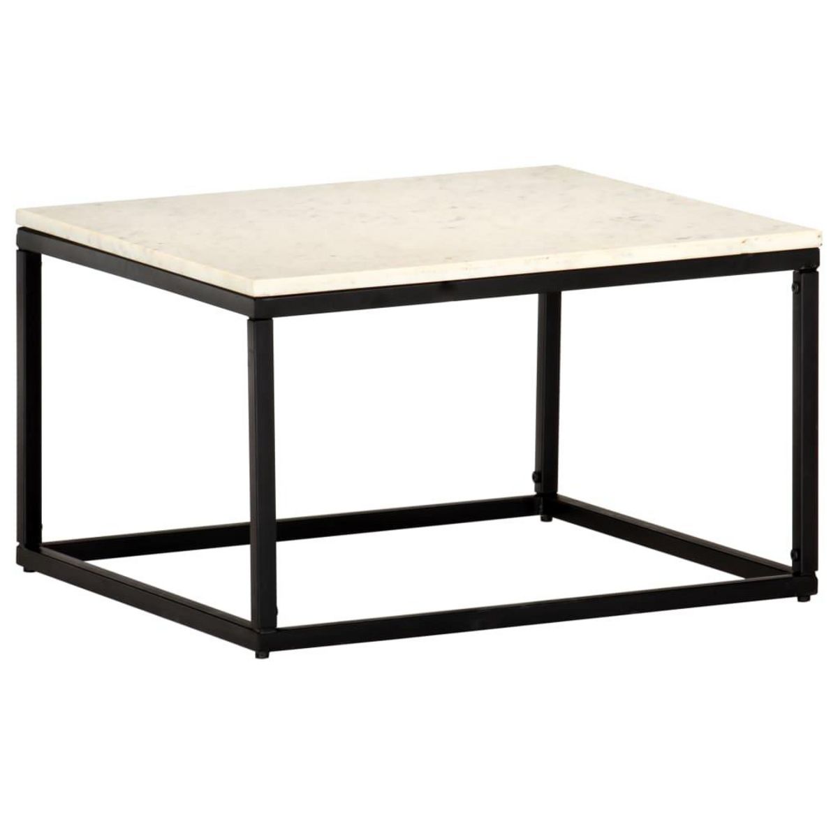 VIDAXL Table basse Blanc 60x60x35 cm Pierre veritable texture marbre