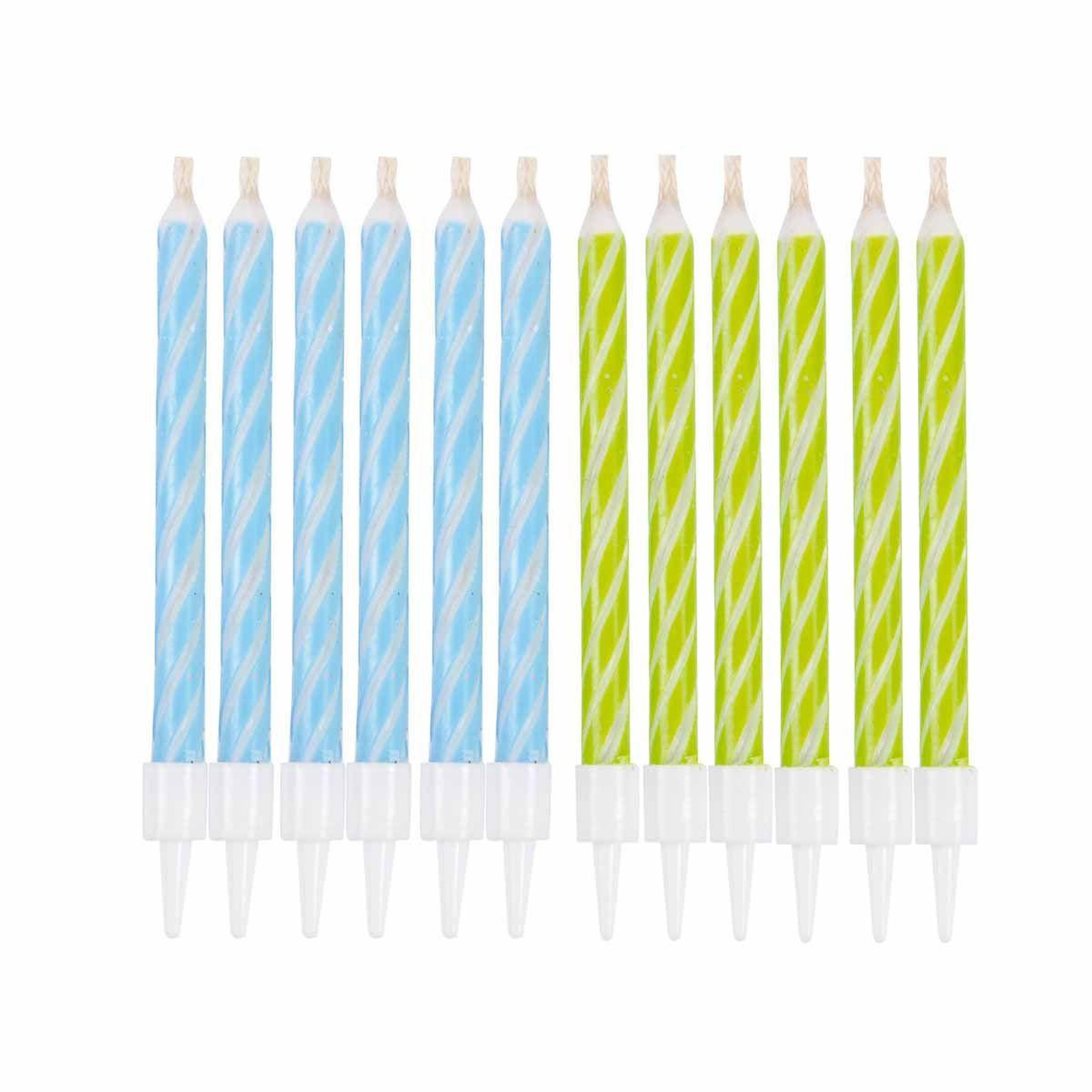 HOMEA Lot de 12 Bougies d'Anniversaire  Magiques  6cm Bleu & Vert