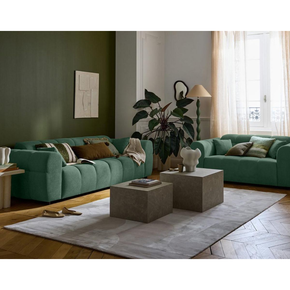 LISA DESIGN Ray - canapé droit 3 places en tissu texturé