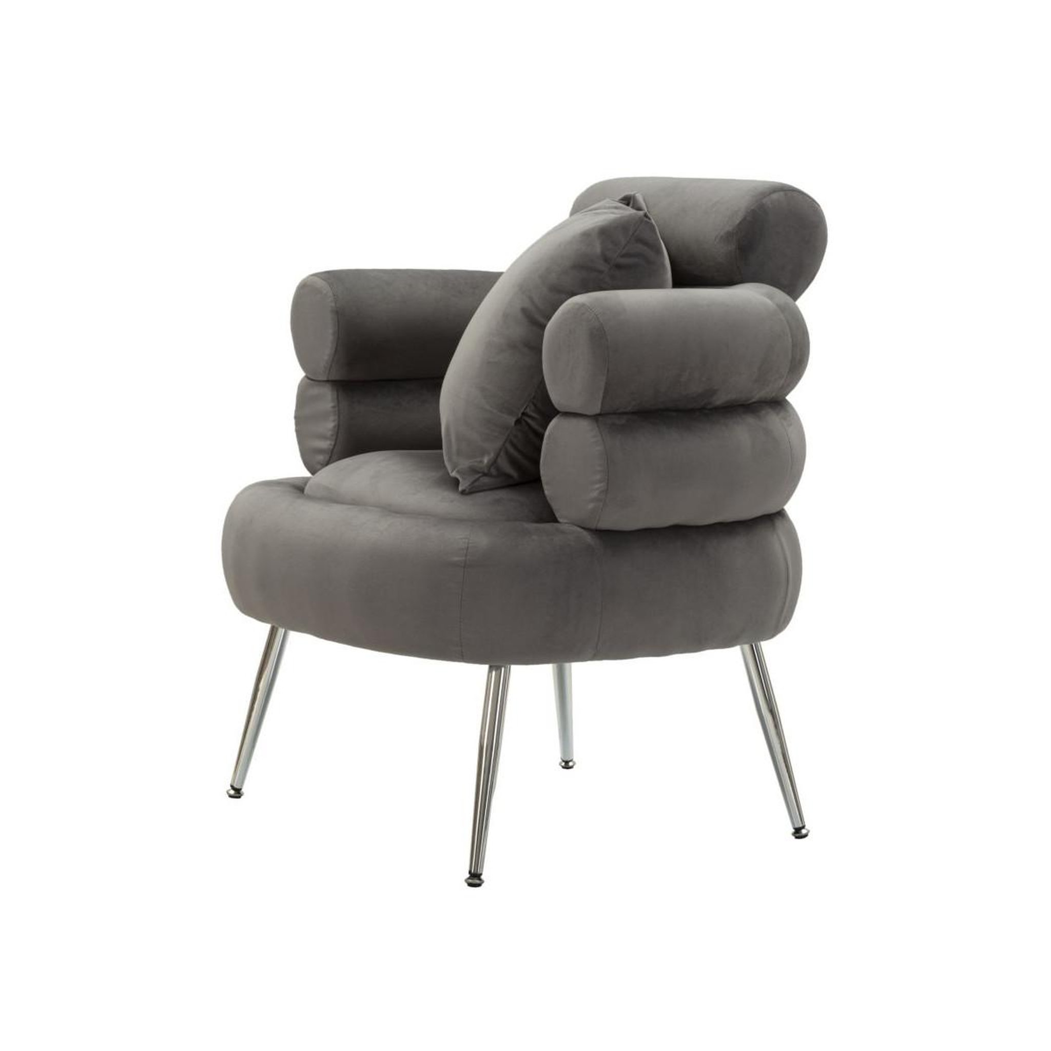 Voir la diapositive 3 : Paris Prix Fauteuil imitation fourrure  soffy+  85cm gris