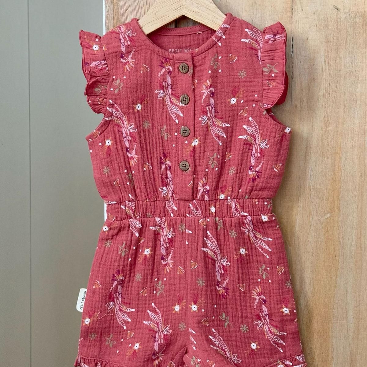 Petit Béguin Combishort bébé en gaze de coton Fiesta