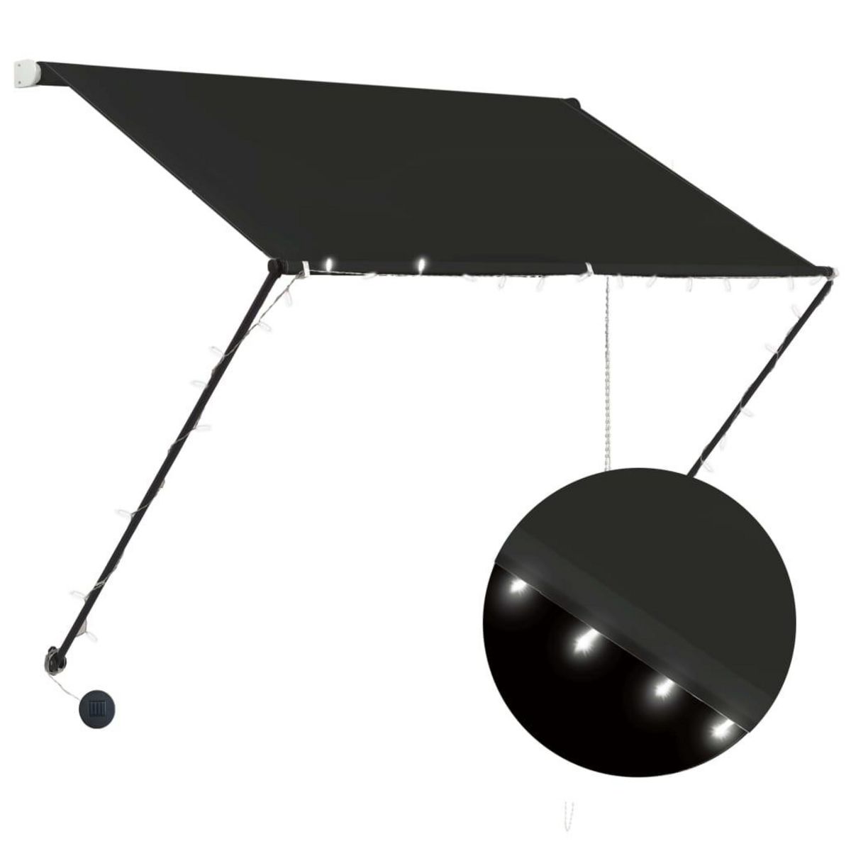 VIDAXL Auvent retractable avec LED 150x150 cm Anthracite
