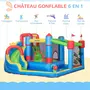 OUTSUNNY Château gonflable structure gonflable aire de jeux 3-8 ans avec gonfleur et sac de transport 390 x 300 x 197 cm - multicolore