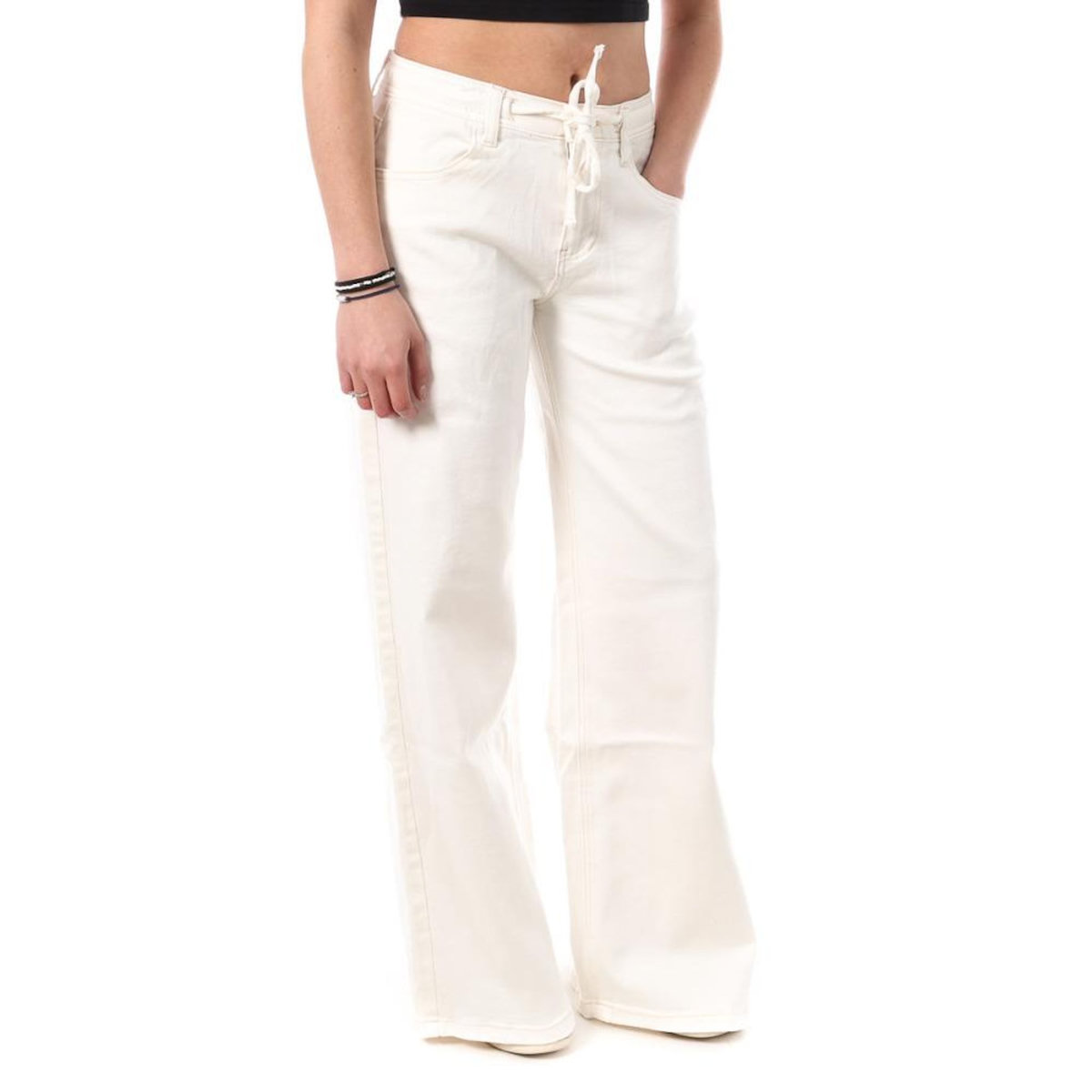 MONDAY PREMIUM Jean Large Blanc Femme Monday Premium Cordon