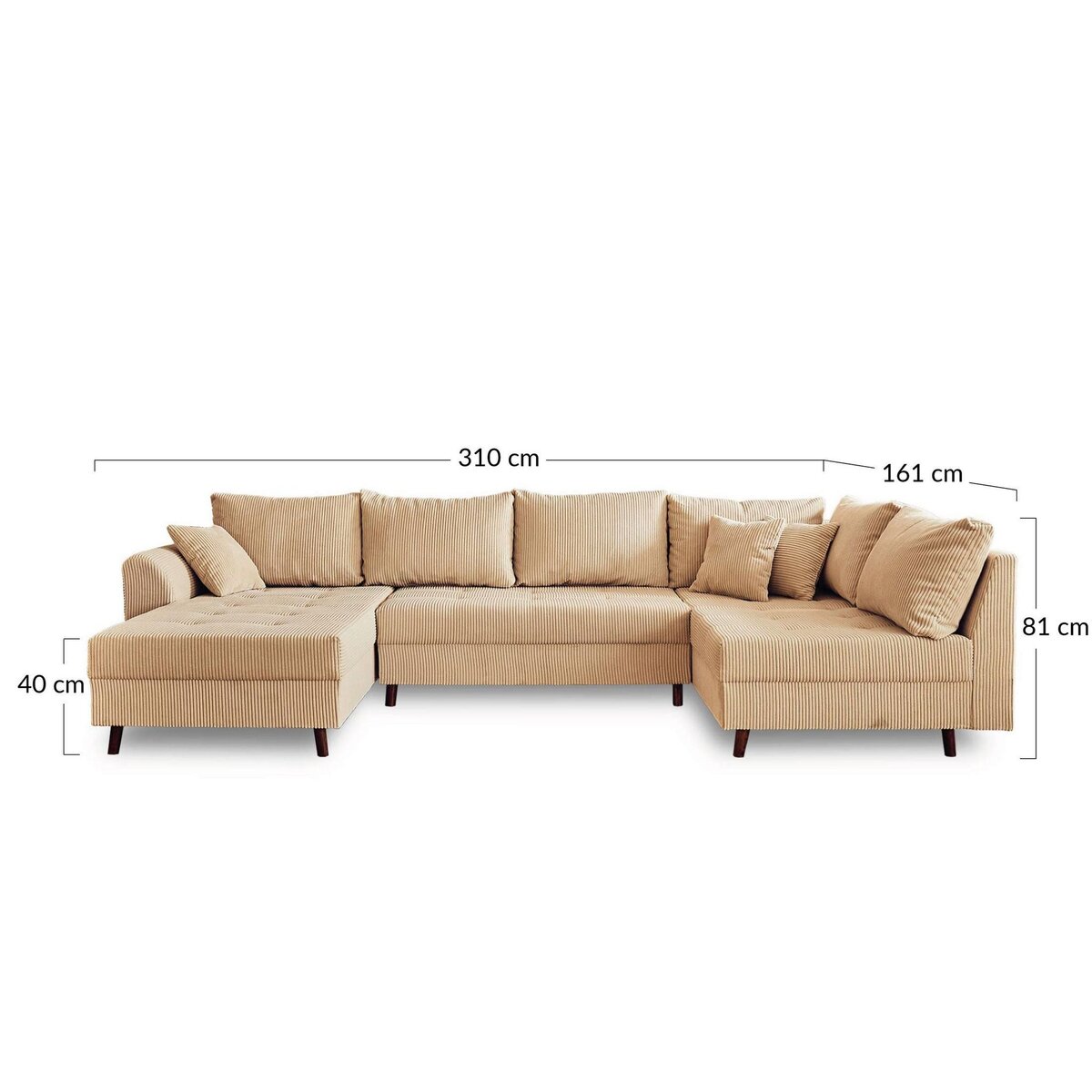 LISA DESIGN Rune - canapé panoramique d'angle droit - 7 places - en velours côtelé