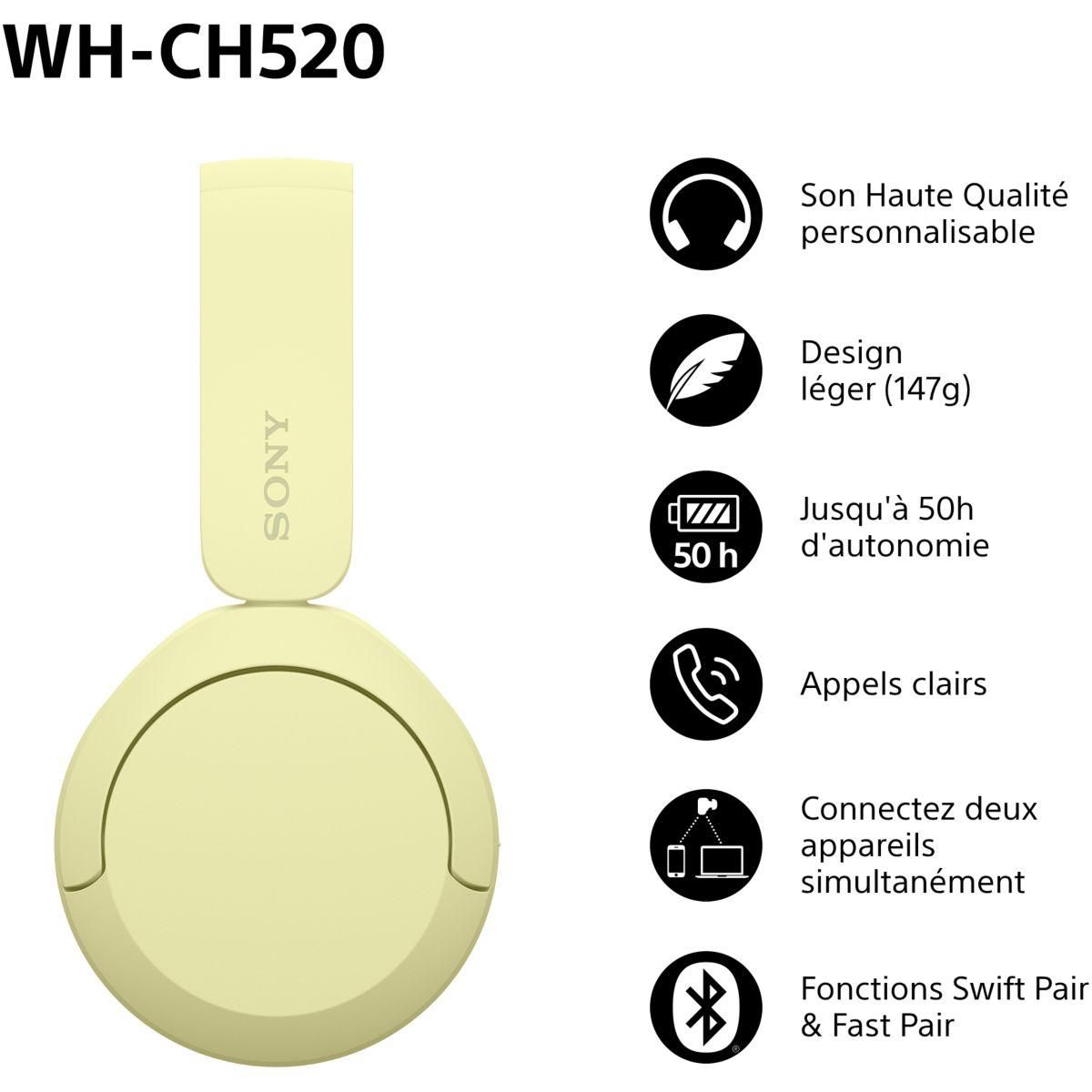 SONY Casque WH-CH520 Jaune