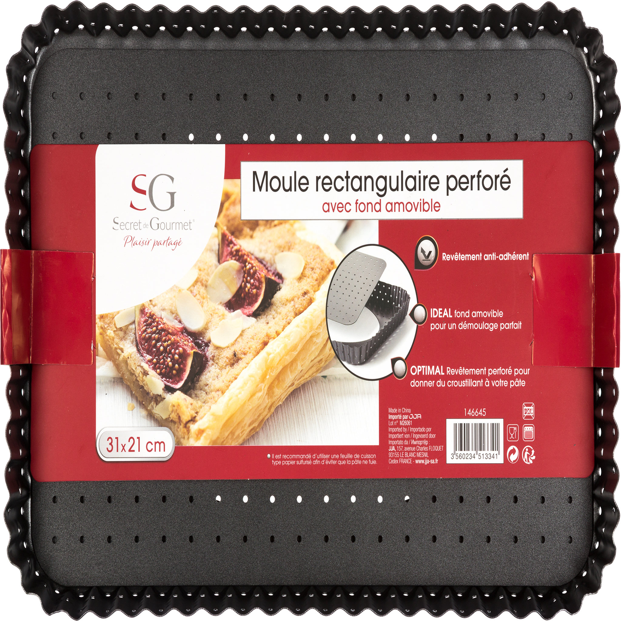 Voir la diapositive 3 : Moule à tarte rectangulaire 31 x 21 cm