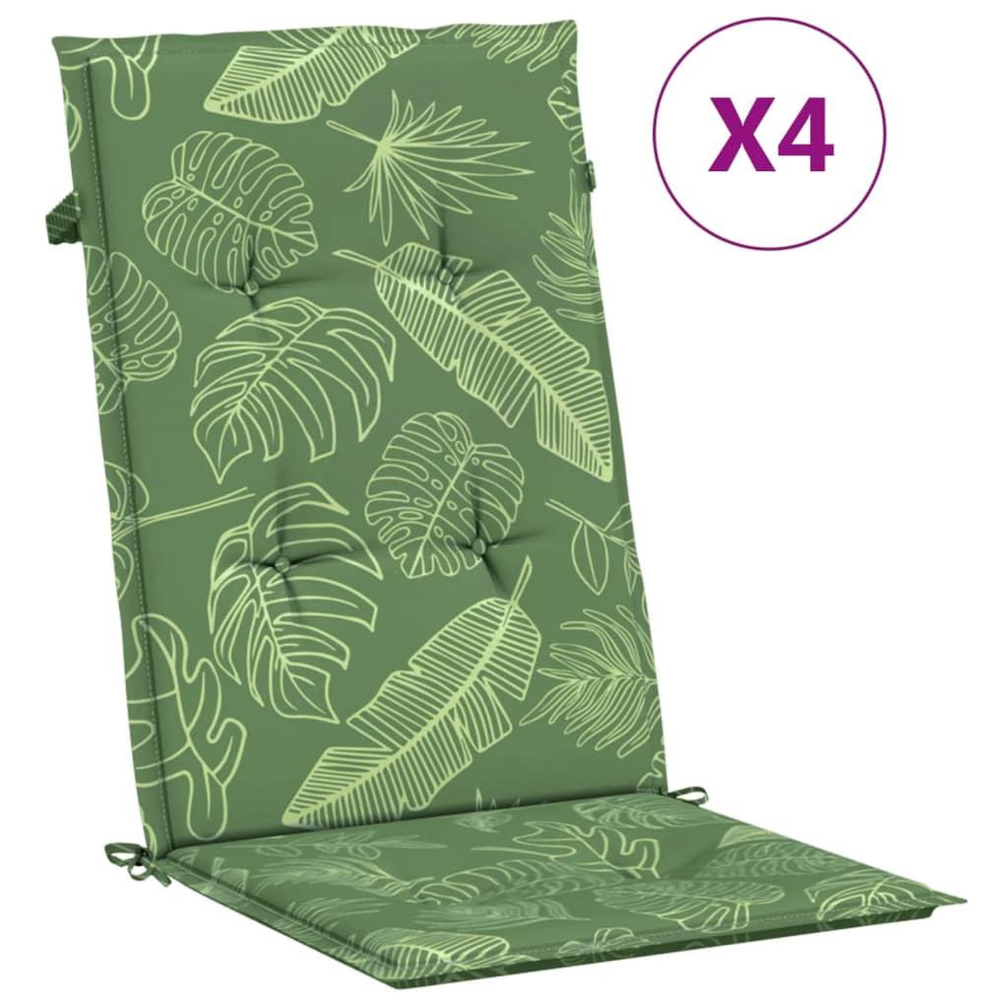 Voir la diapositive 2 : VIDAXL Coussins de chaise a dossier haut lot de 4 modele de feuille