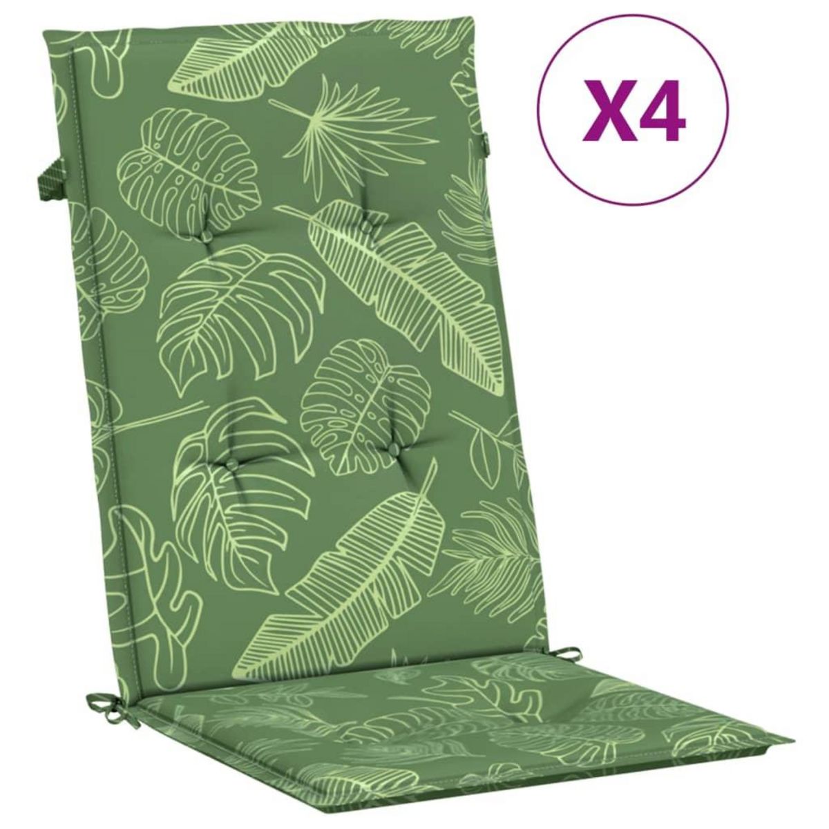 VIDAXL Coussins de chaise a dossier haut lot de 4 modele de feuille