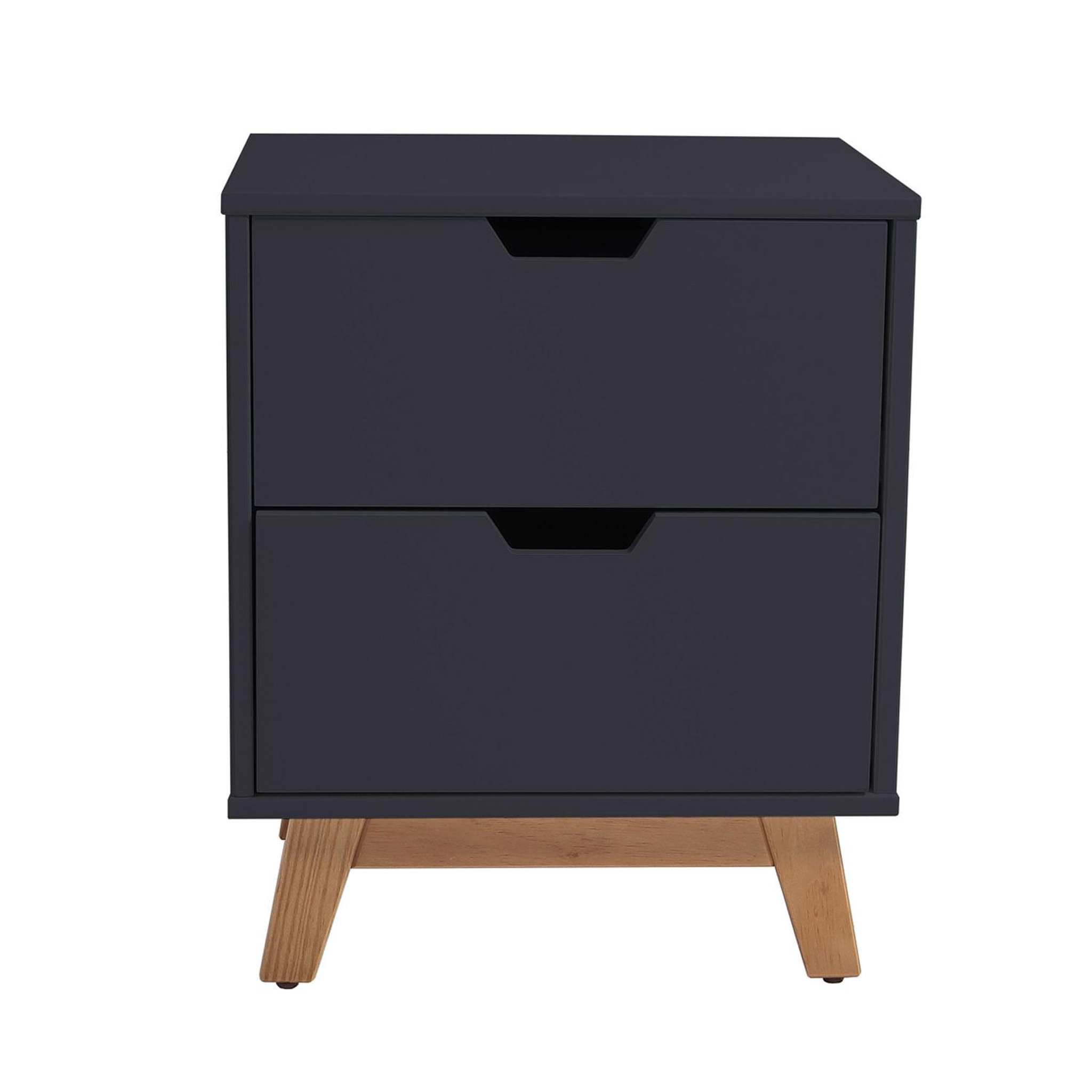 Voir la diapositive 3 : VS VENTA-STOCK Table de Chevet Miranda 2 tiroirs Gris, MDF laqué en couler Gris Anthracite