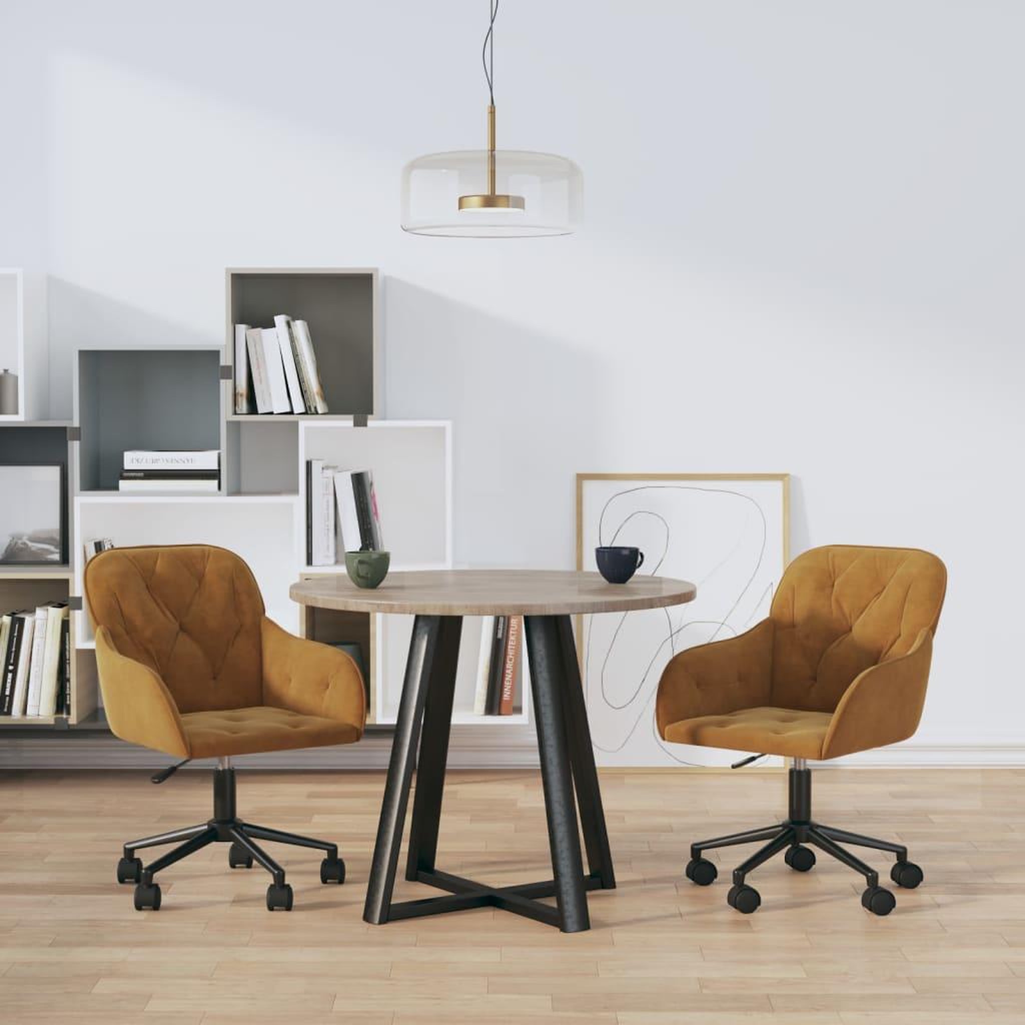 VIDAXL Chaises pivotantes a manger lot de 2 Marron Velours