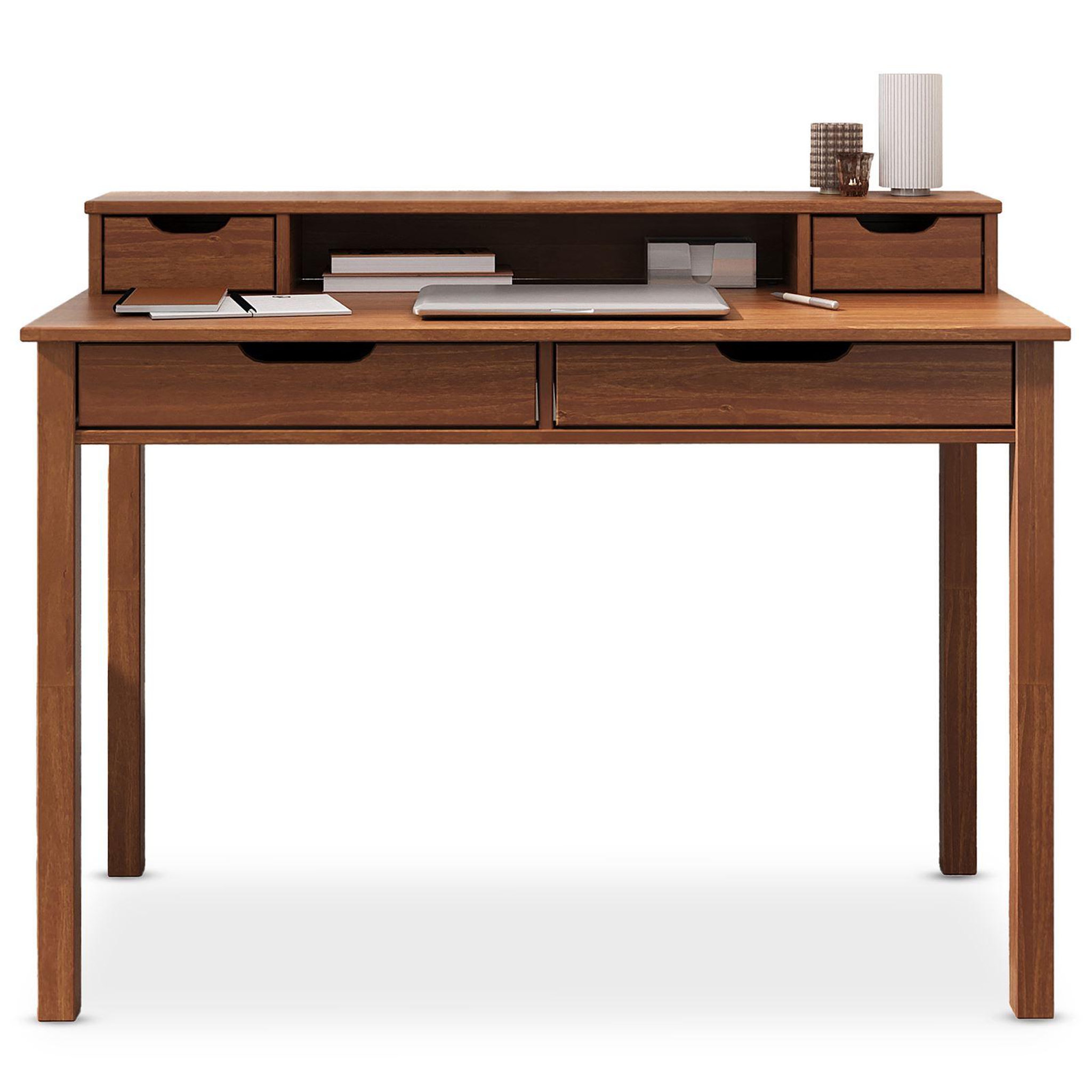 Voir la diapositive 1 : IDIMEX Bureau raul l 114 cm avec 4 tiroirs en bois massif
