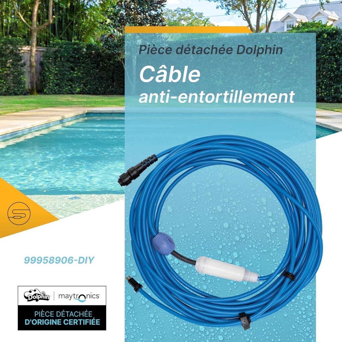 Dolphin Câble de 18 mètres avec swivel et wi-fi/bluetooth pour robot dolphin (voir liste) - 99958906-DIY