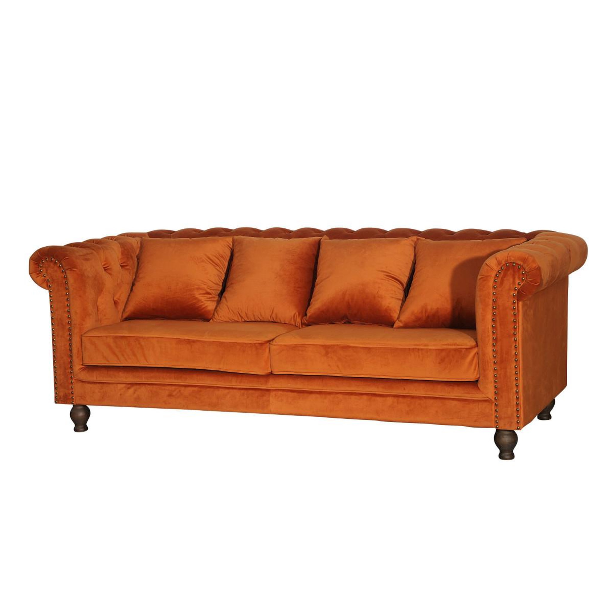 Voir la diapositive 2 : Paris Prix Canapé 3 places en velours  chesterfield  217cm orange