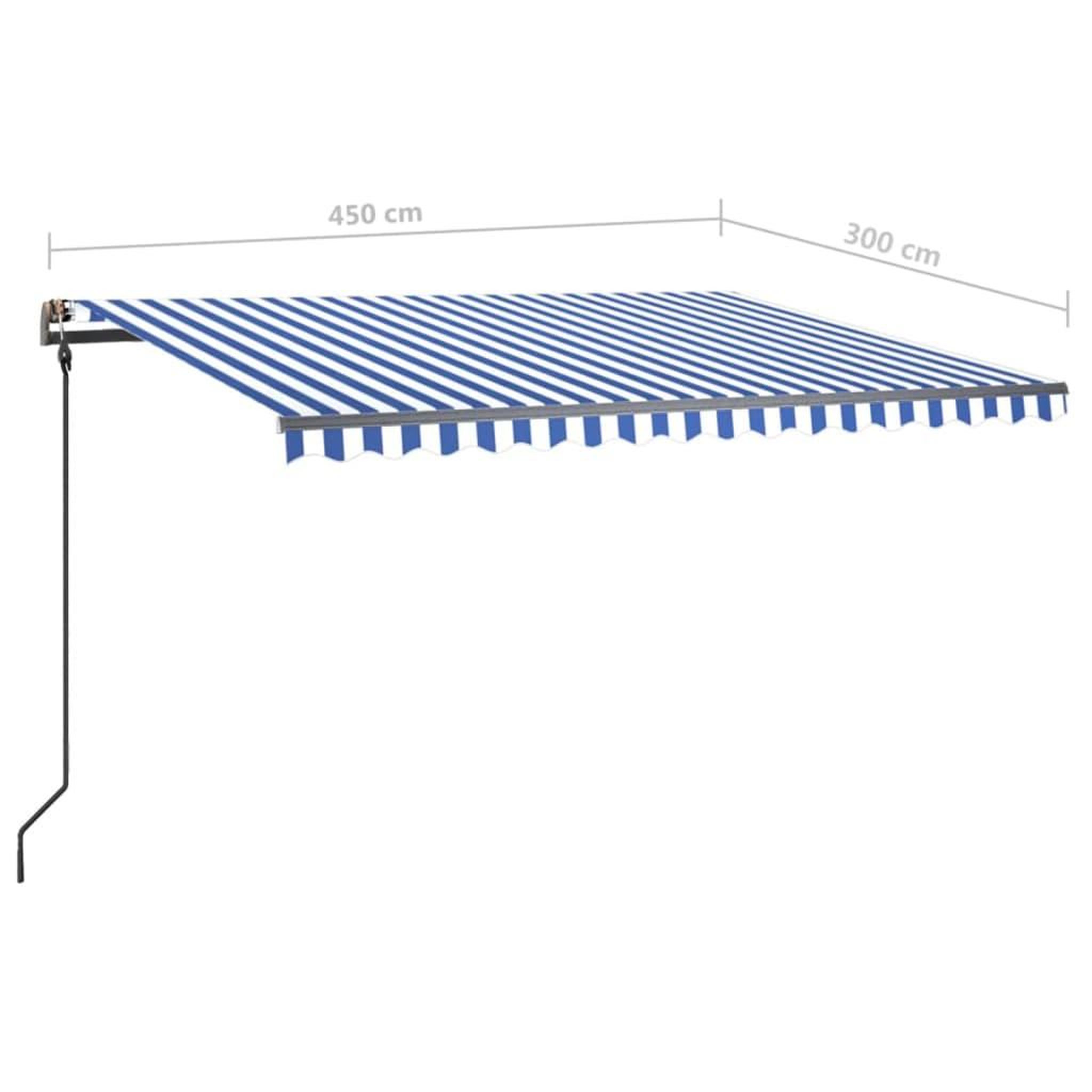 Voir la diapositive 6 : VIDAXL Auvent manuel retractable avec LED 4,5x3 m Bleu et blanc