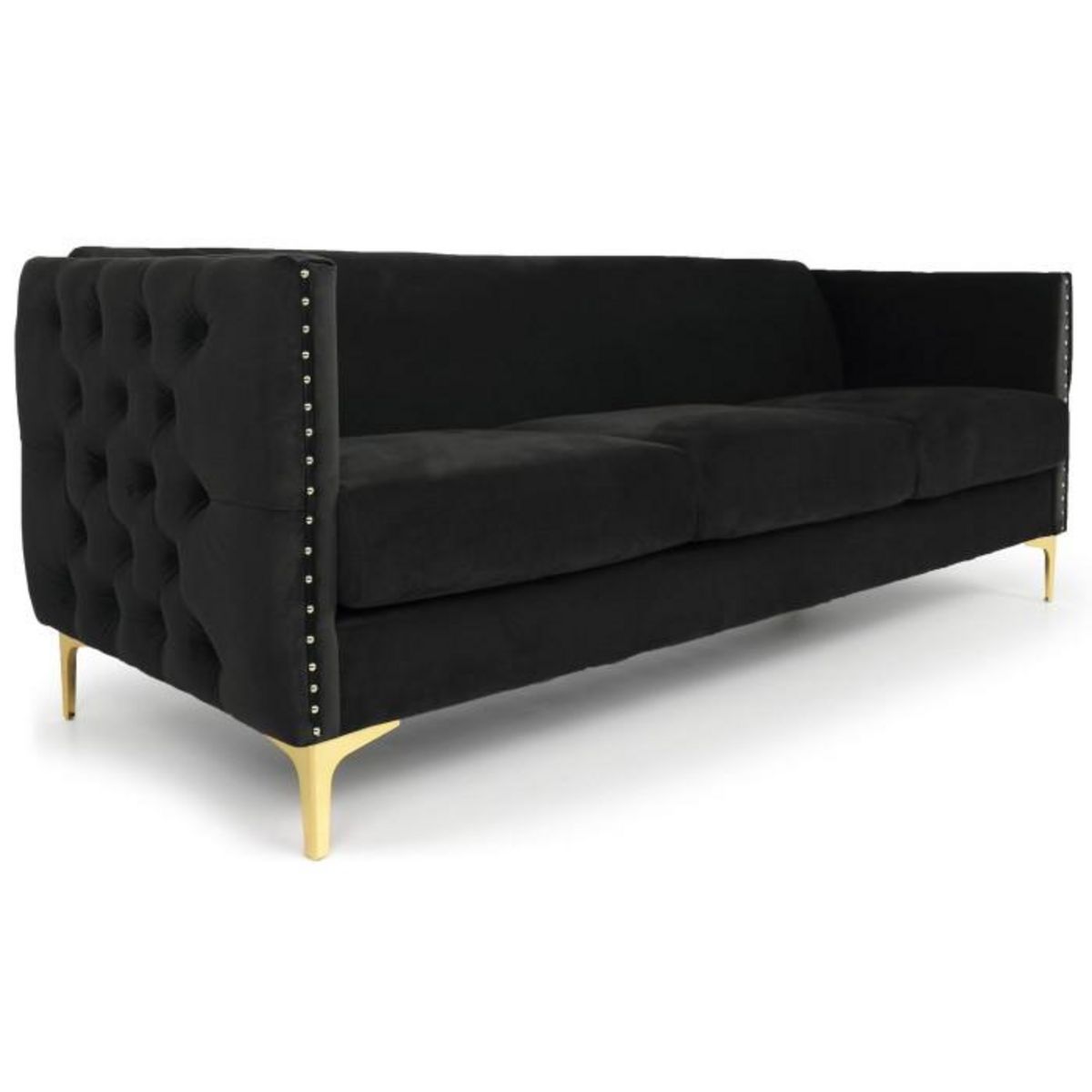 Paris Prix Canapé 3 Places en Velours  Suez  204cm Noir