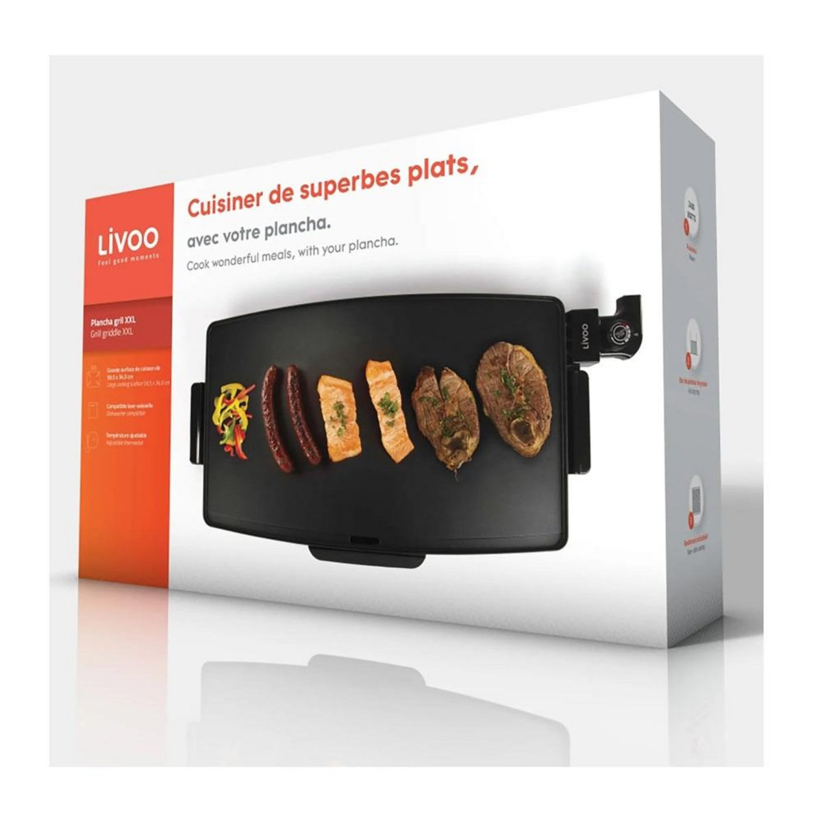 LIVOO Plancha électrique 2400w 59,5x34,5cm - DOC215