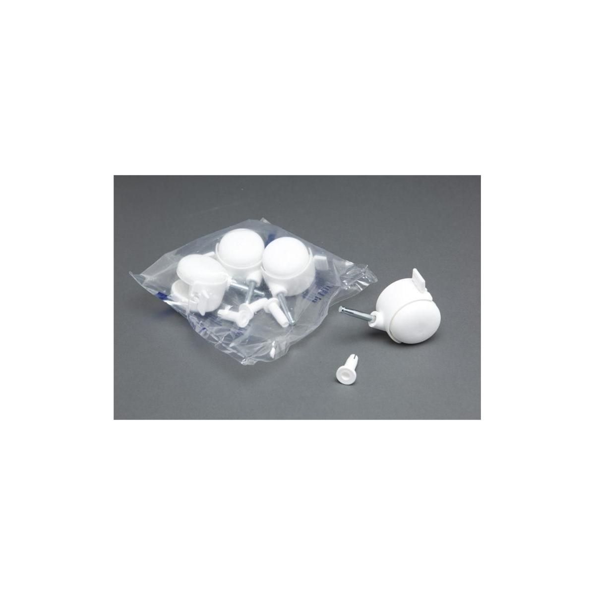 COMBELLE Sachet de 4 roulettes pivotantes avec frein pour lit blanc - Mobilier de puériculture