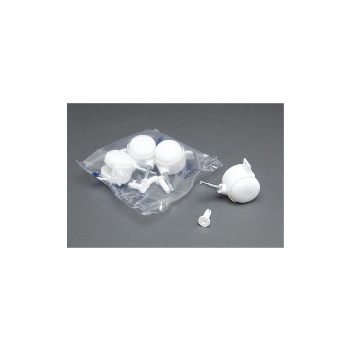 COMBELLE Sachet de 4 roulettes pivotantes avec frein pour lit blanc - Mobilier de puériculture