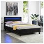 Voir la diapositive 2 : IDIMEX Lit LED simple MARISELA 120x190 cm, avec sommier, revêtement tissu