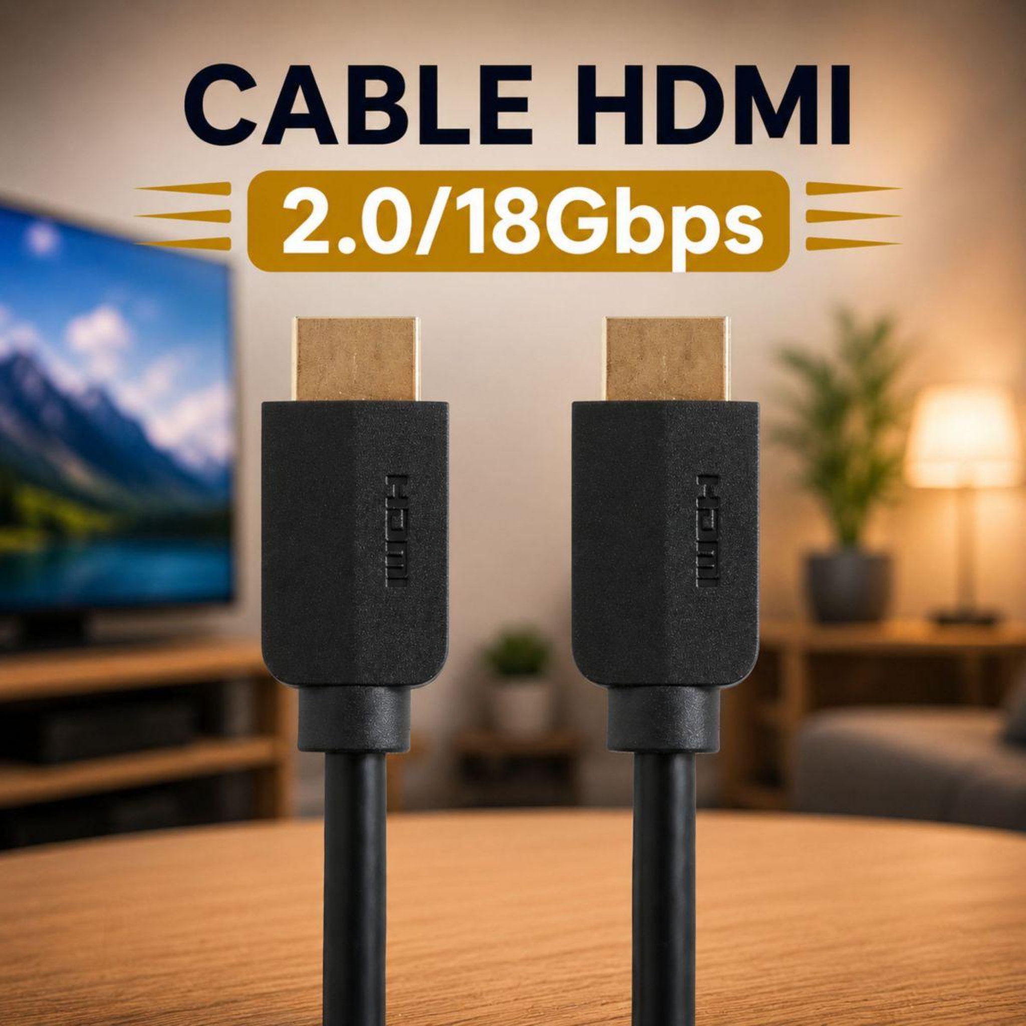 Voir la diapositive 2 : ESSENTIEL B Câble HDMI 2.0/18Gbps 15M Noir
