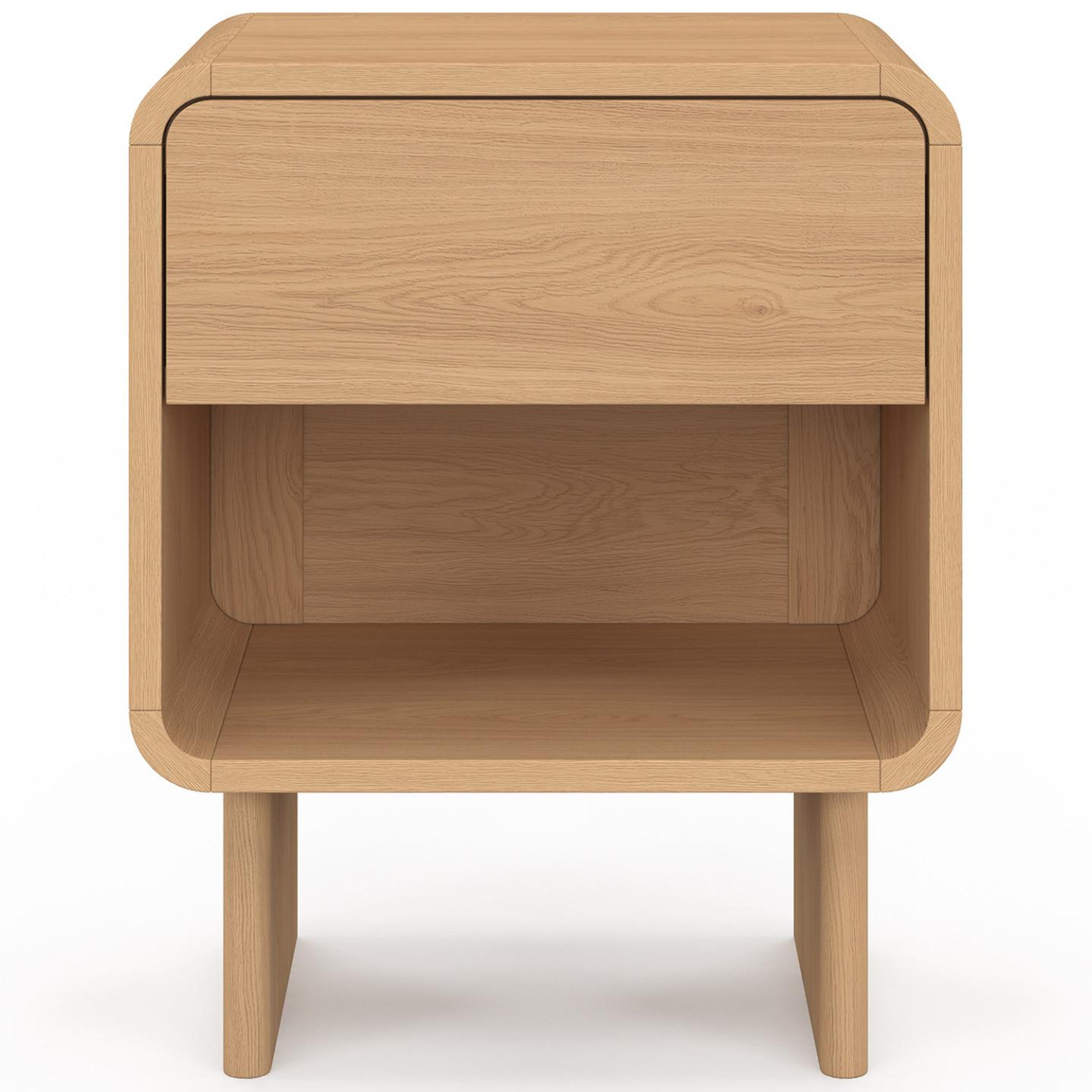 Voir la diapositive 3 : ID MARKET Lot de 2 tables de chevet capucine 1 tiroir et 1 niche façon hêtre design arrondi