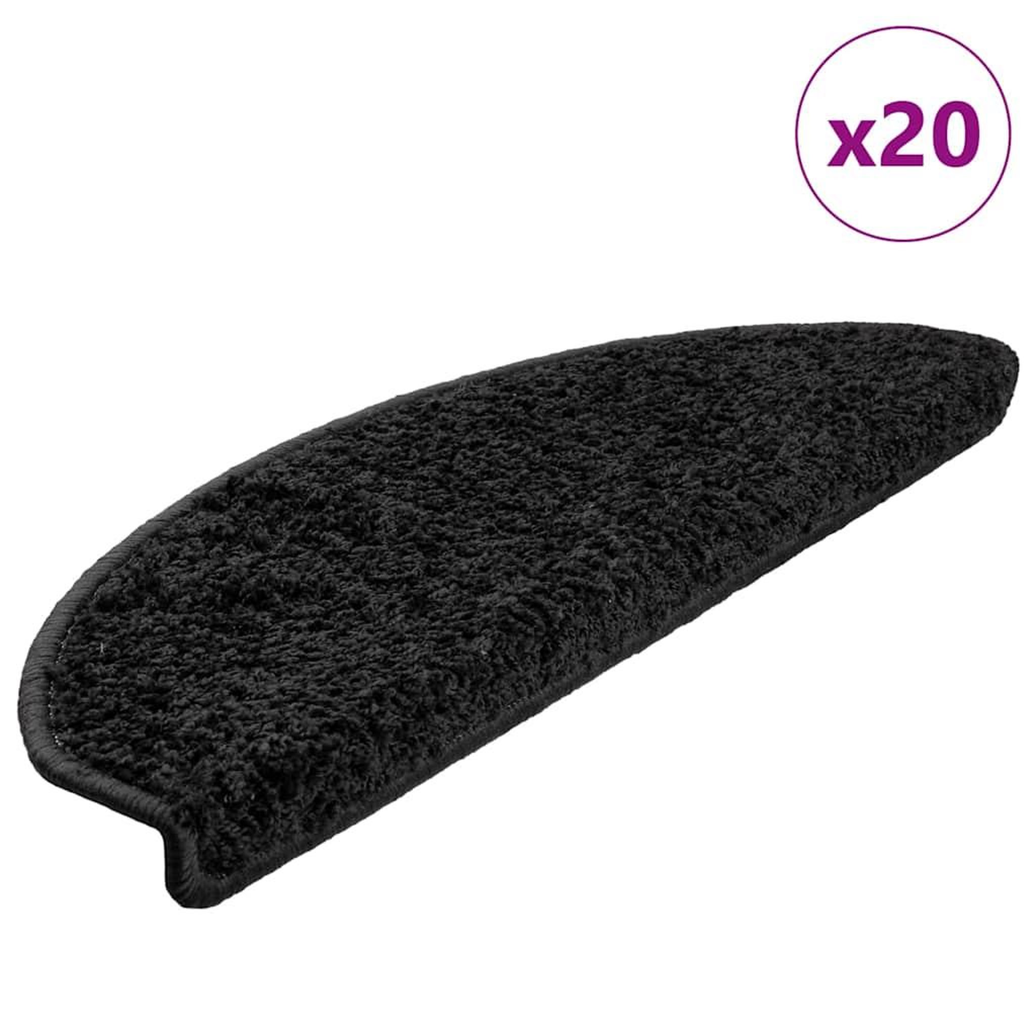 VIDAXL Tapis d'escalier 20 pcs noir 65x21x4 cm