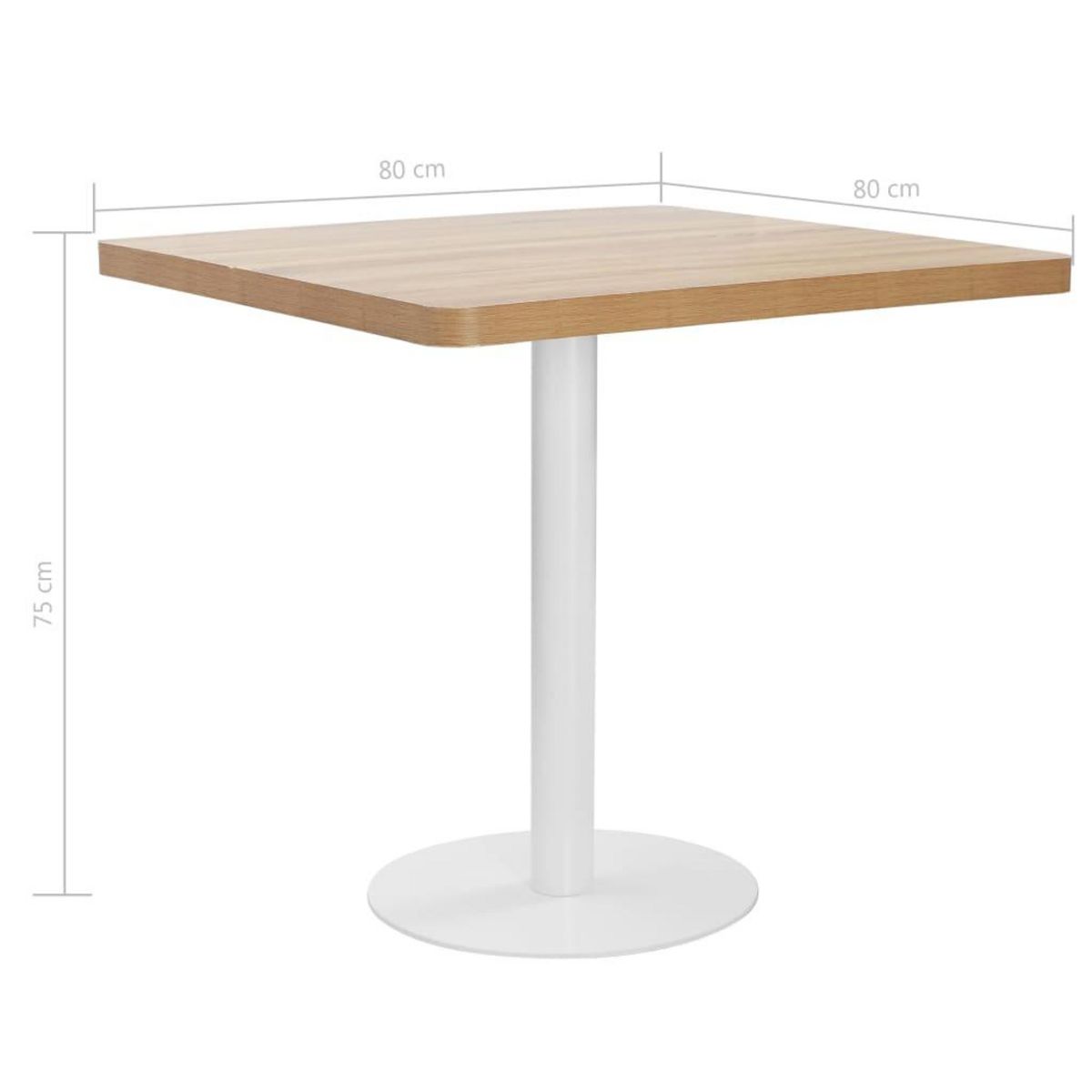 VIDAXL Table de bistro Marron clair 80x80 cm MDF
