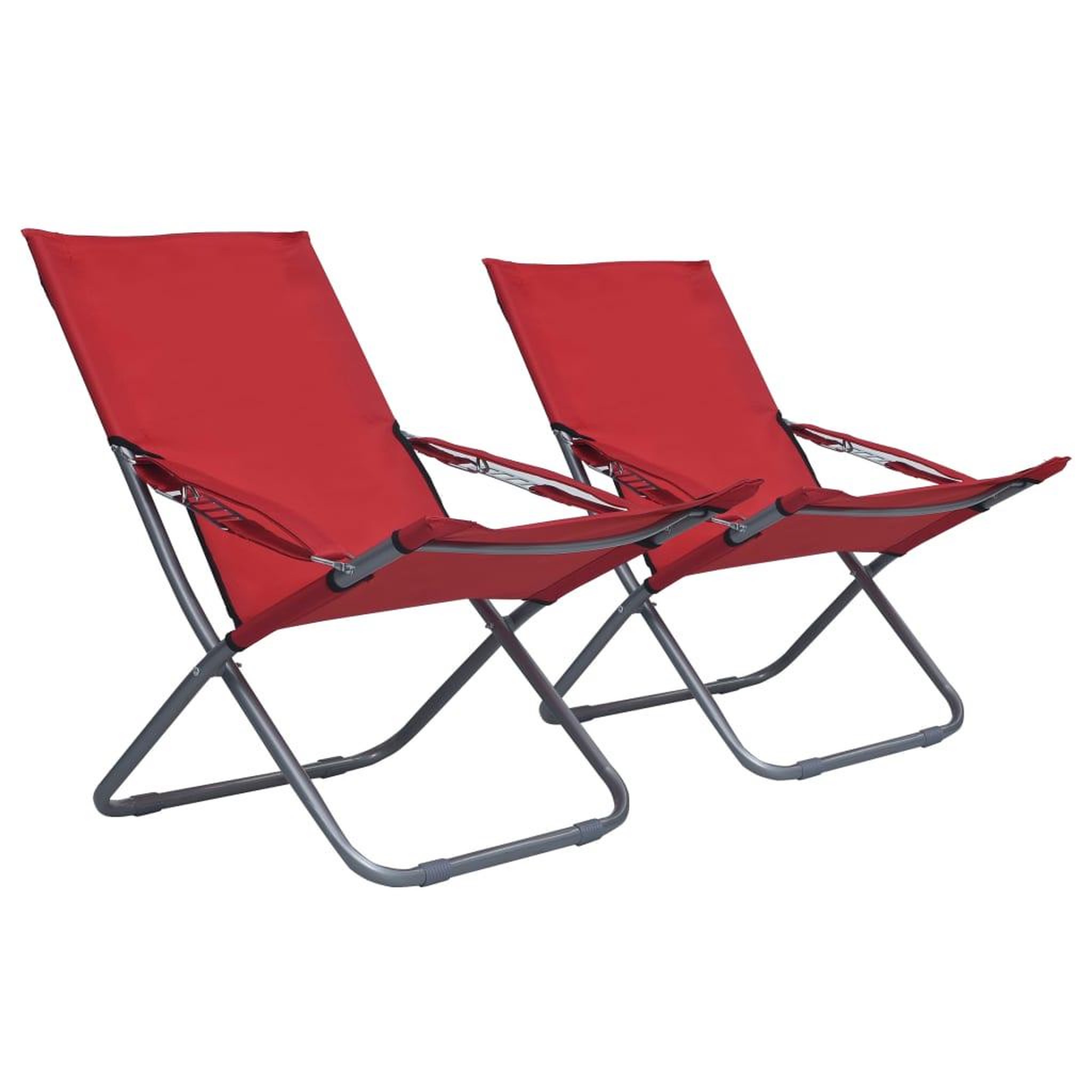 Voir la diapositive 2 : VIDAXL Chaises pliables de plage lot de 2 Tissu Rouge