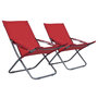 Voir la diapositive 2 : VIDAXL Chaises pliables de plage lot de 2 Tissu Rouge