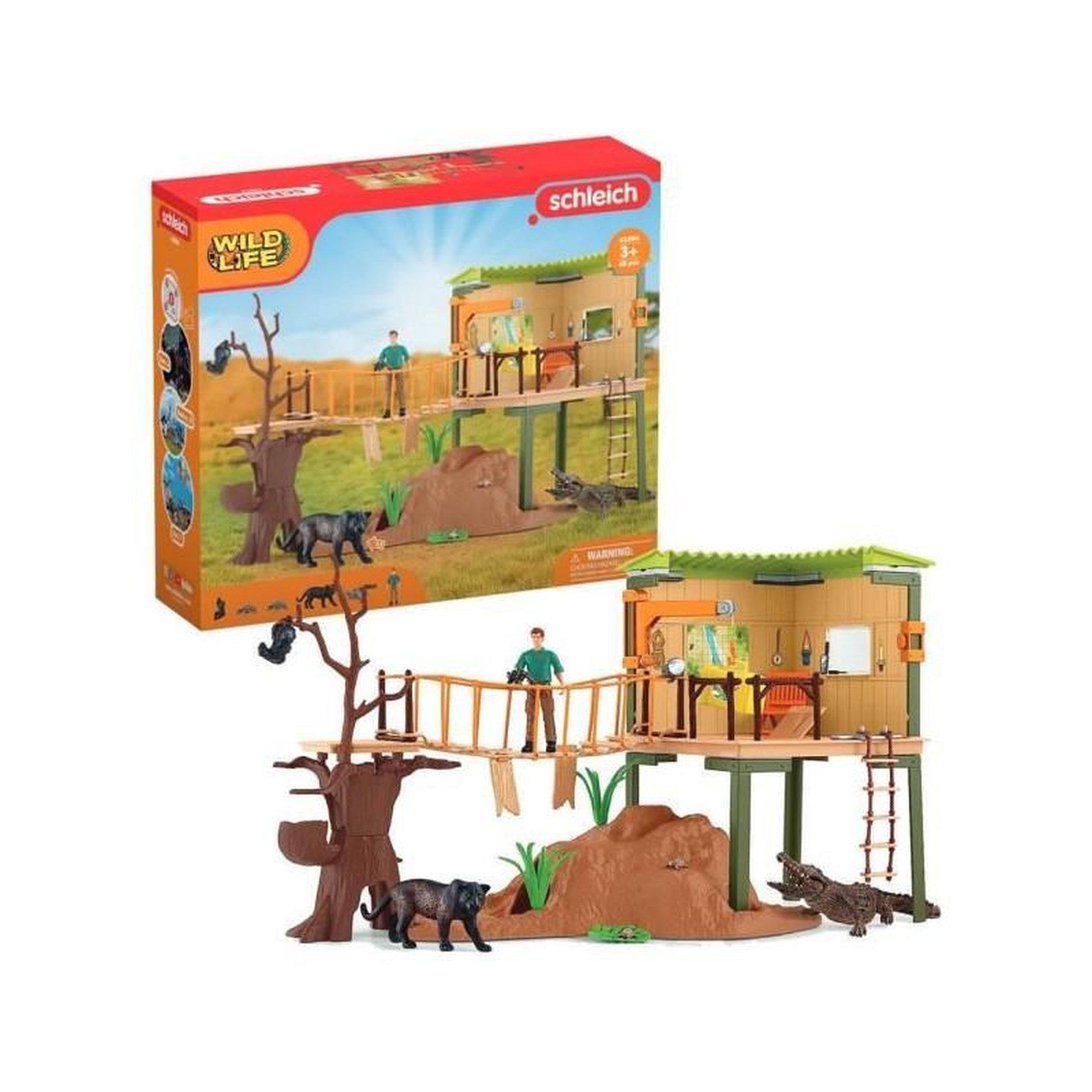 Schleich Coffret Station d'aventures sauvages, figurines animaux sauvages, Schleich 42594 Wild Life, Pour enfant des 3 ans