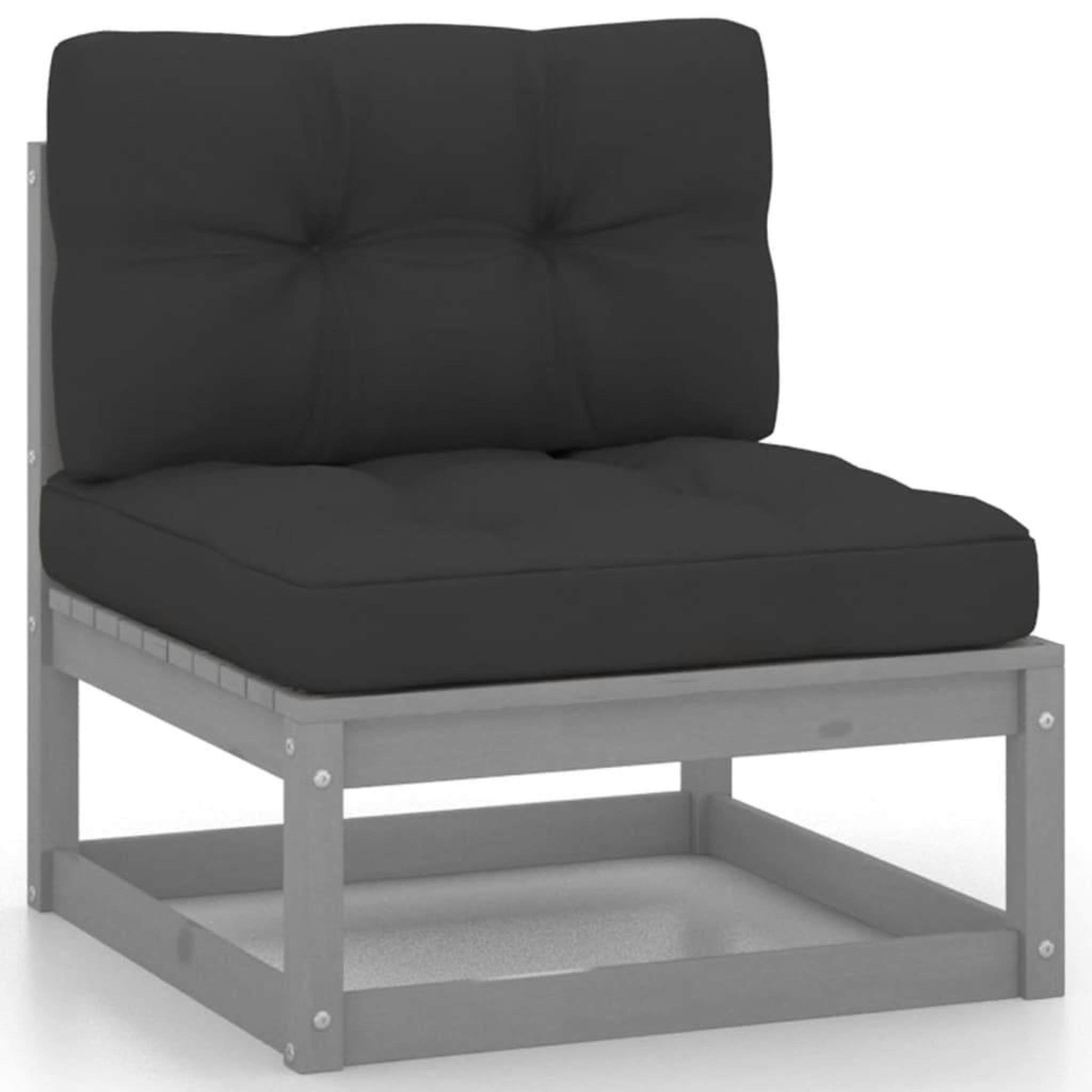Voir la diapositive 4 : VIDAXL Salon de jardin 11 pcs avec coussins Gris Bois de pin massif
