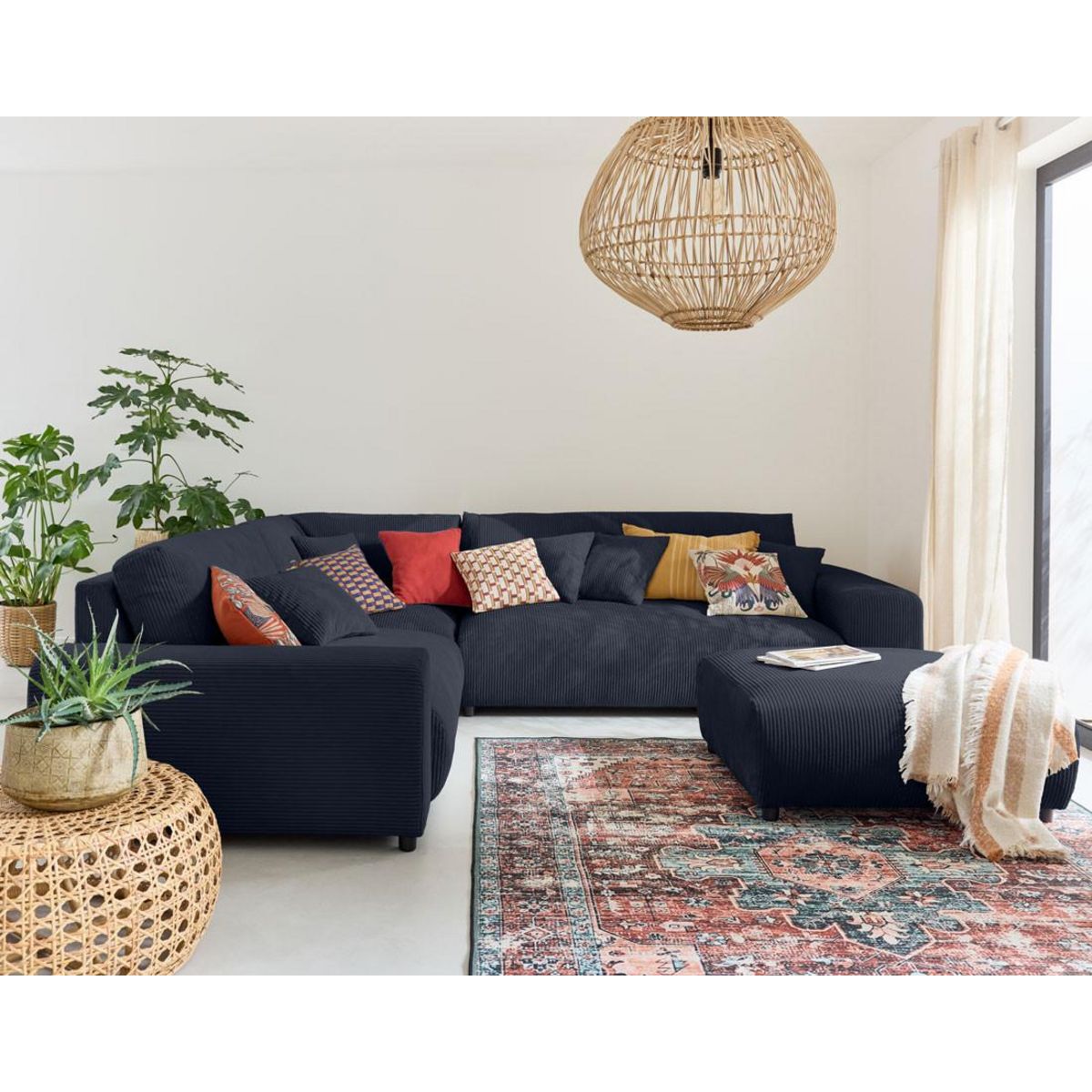LISA DESIGN Garance - canapé modulable d'angle gauche - 5 places - en velours côtelé