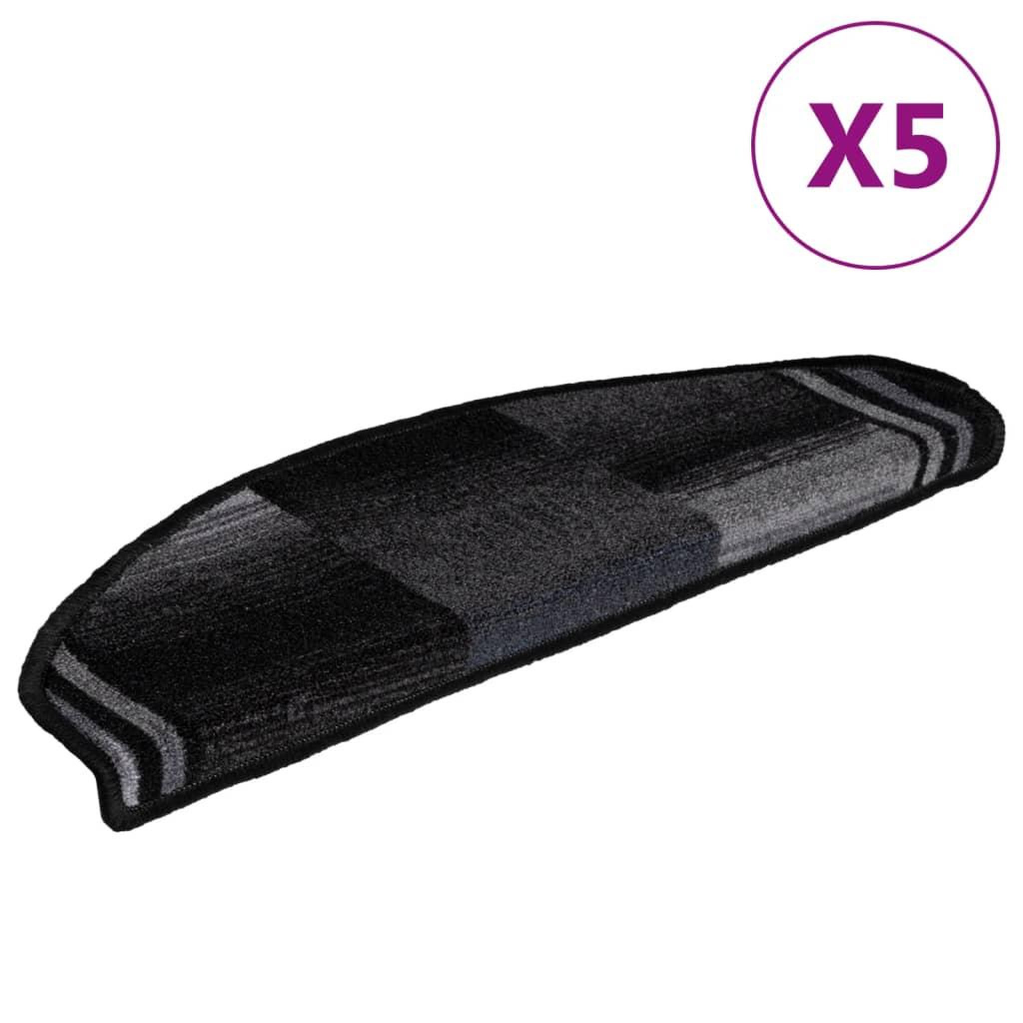 Voir la diapositive 2 : VIDAXL Tapis d'escalier autoadhesifs 5 pcs 65x21x4 cm Noir et gris