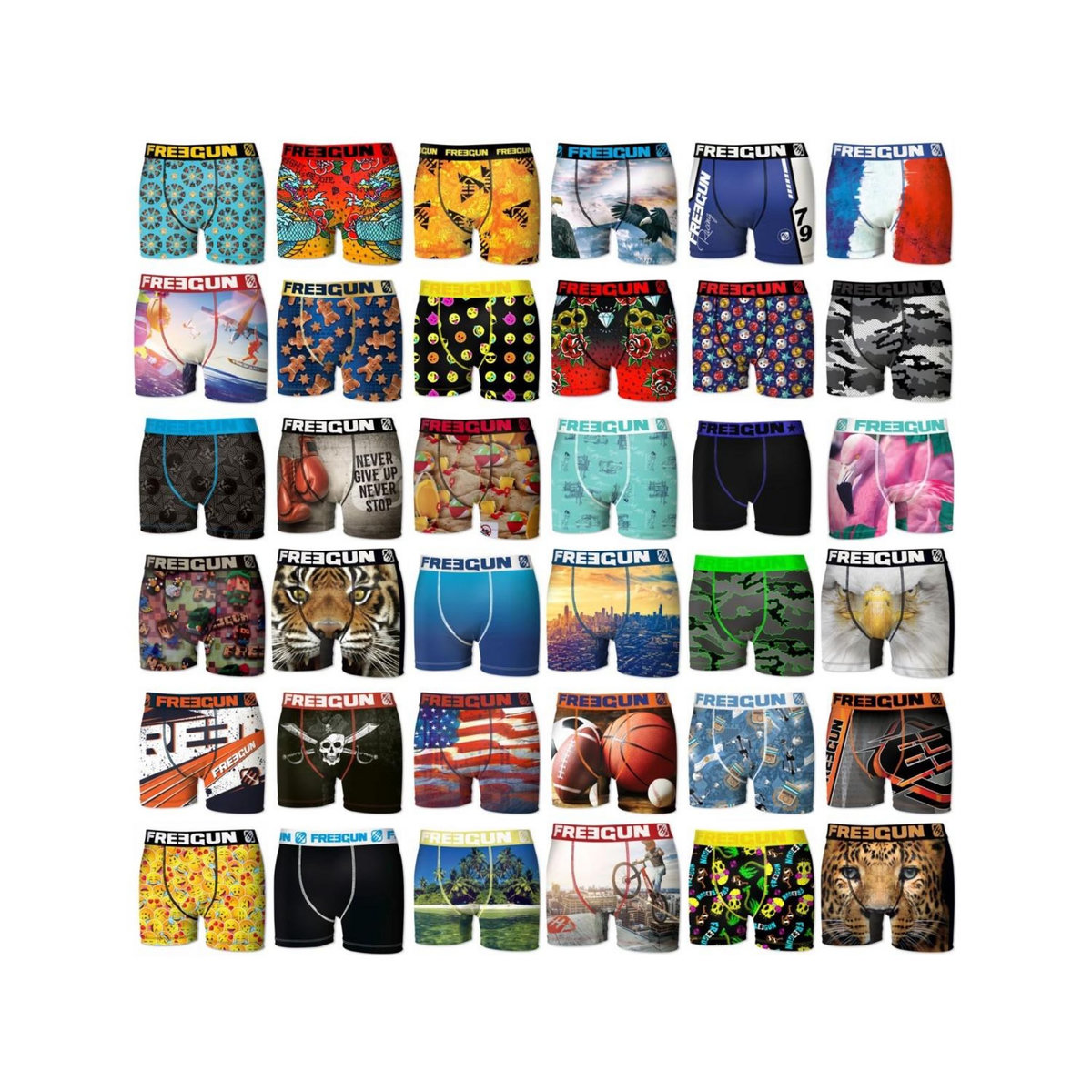 FREEGUN Pack Surprise de 5 Boxers microfibre homme