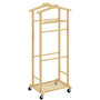 Voir la diapositive 1 : HOMCOM Valet de chambre mobile bois bambou verni - 2 cintres, 4 barres, 2 étagères - dim. 47 x 33 x 105 cm